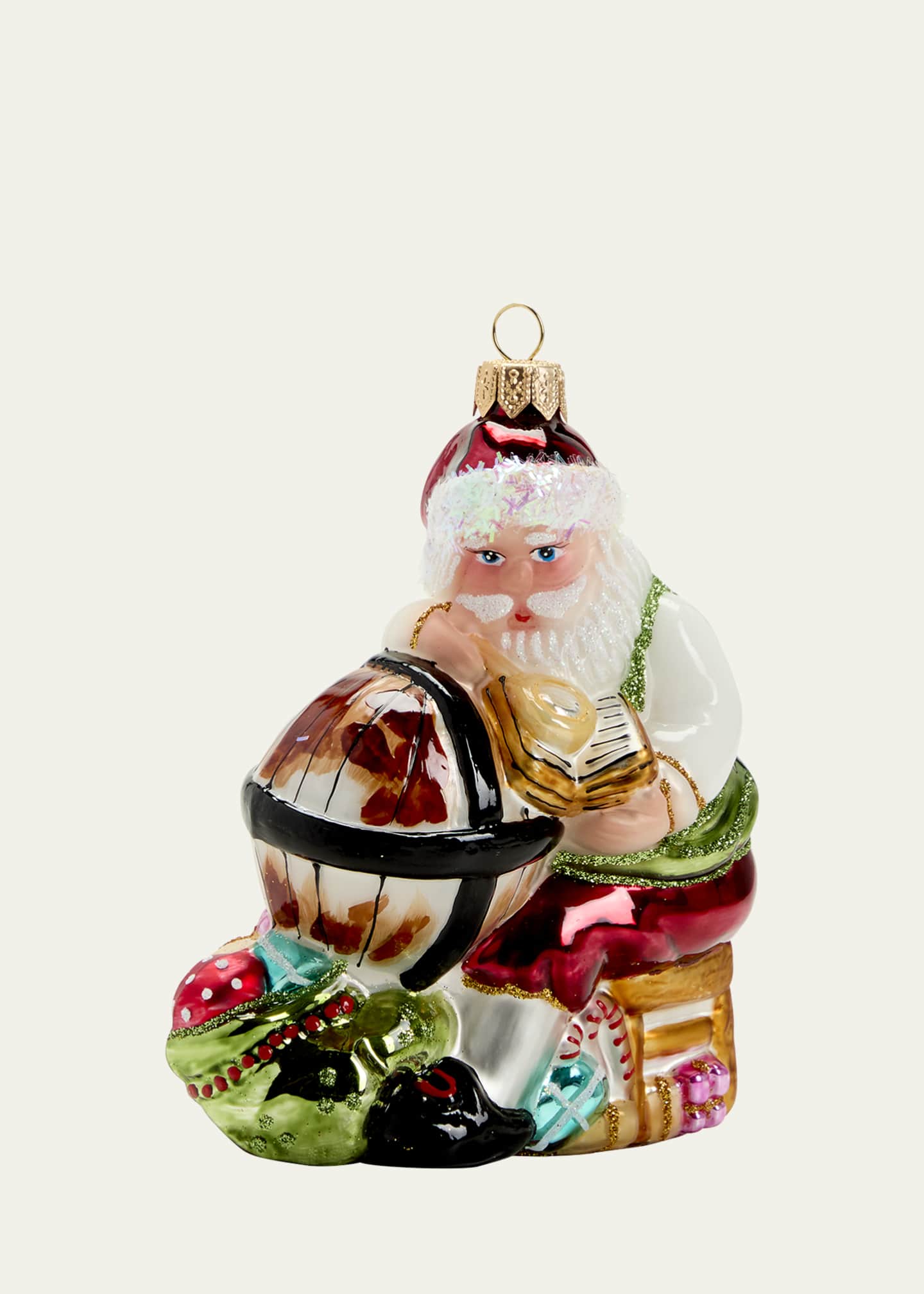 Bergdorf Goodman Santa with Globe Christmas Ornament Bergdorf Goodman