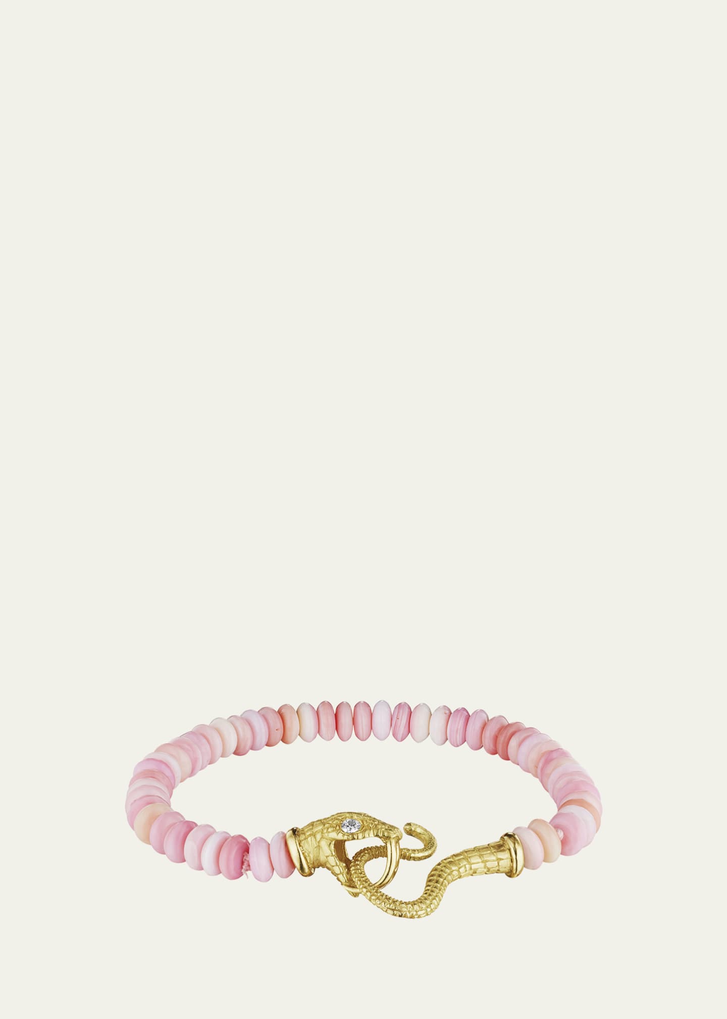 Anthony Lent 18K Yellow Gold Serpent Bracelet with Conch Shells and Diamonds
