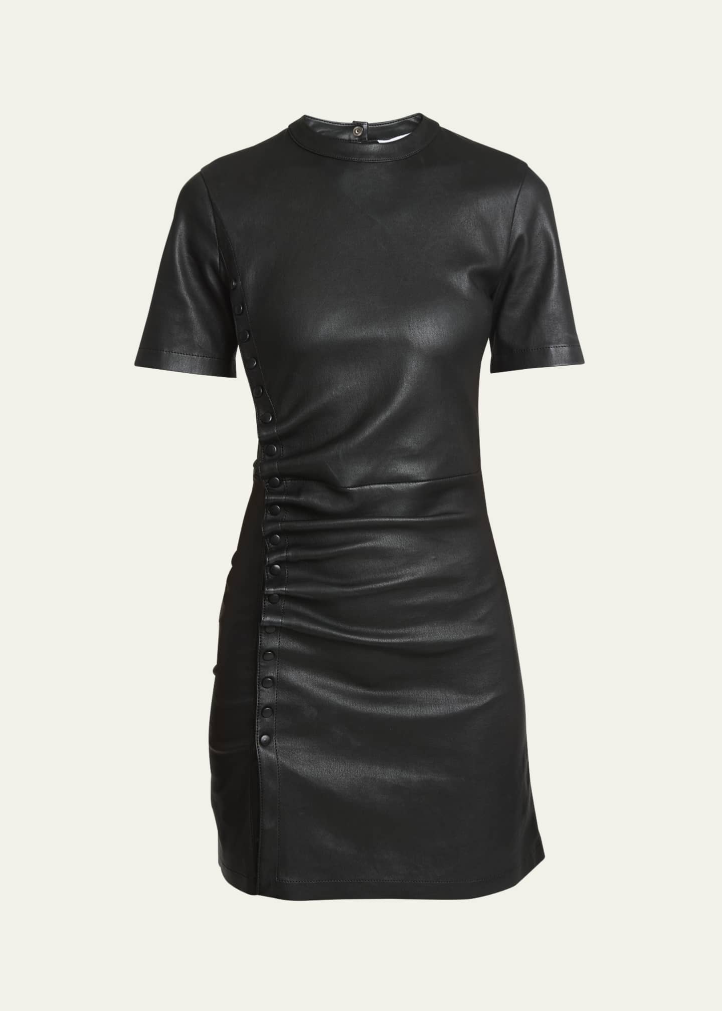 Rabanne Leather Side Snap Mini Dress Image 1 of 5