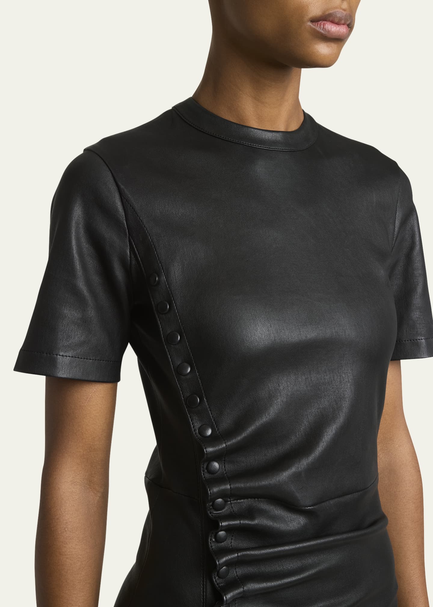 Rabanne Leather Side Snap Mini Dress Image 5 of 5