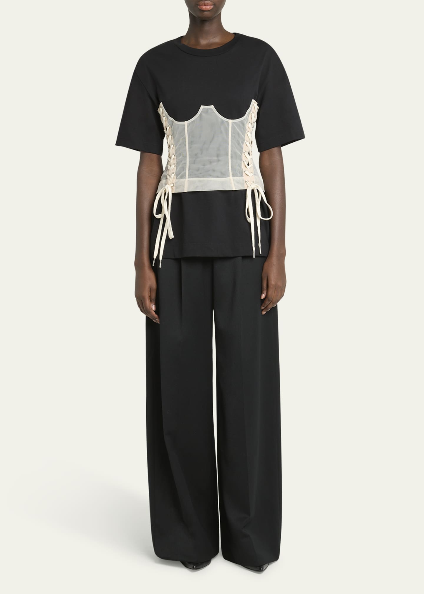 Simone Rocha Boxy T-Shirt with Corset Panel - Bergdorf Goodman