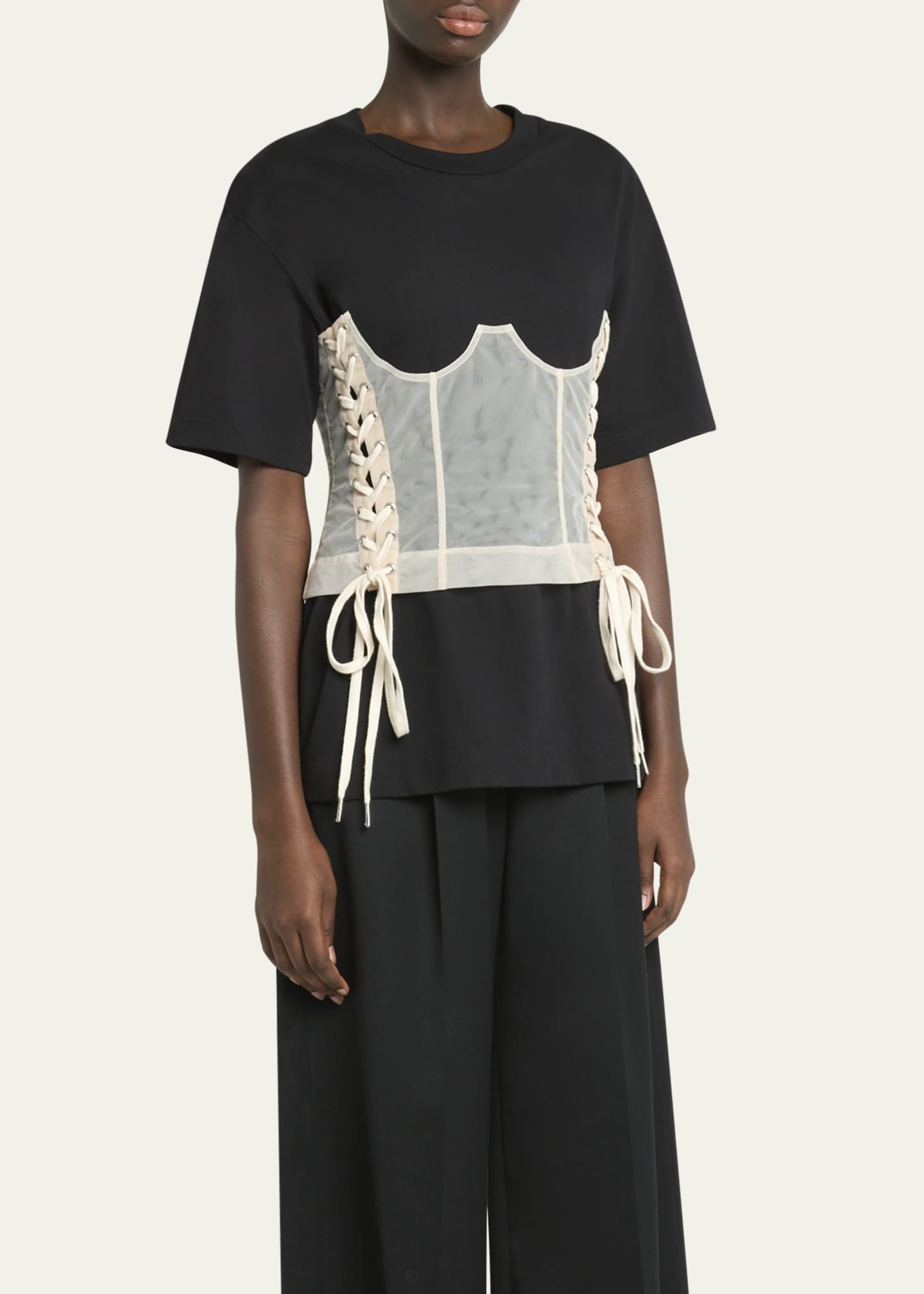 Simone Rocha Boxy T-Shirt with Corset Panel - Bergdorf Goodman