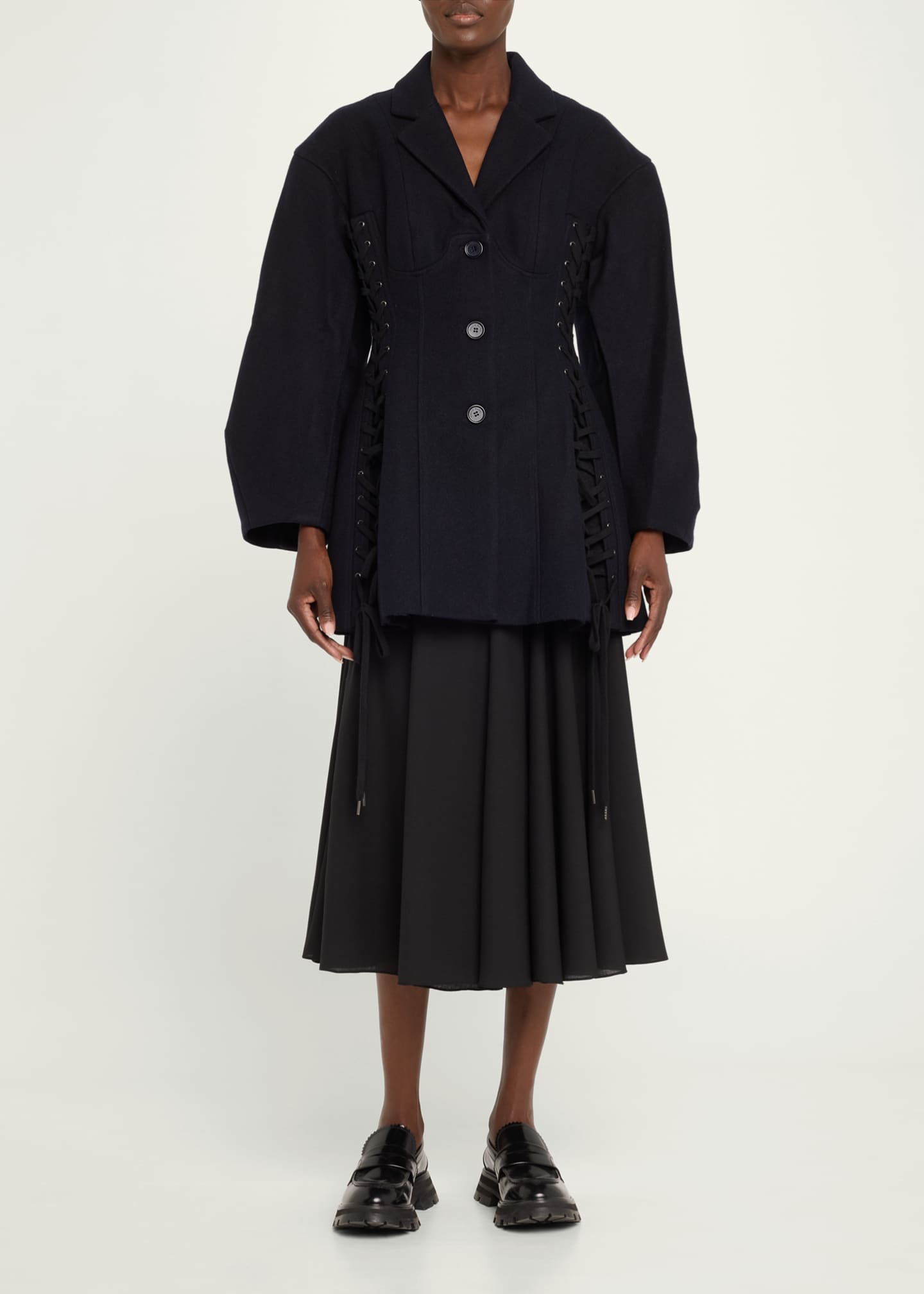 Simone Rocha Puff-Sleeve Sculpted Corset Wool Jacket - Bergdorf Goodman