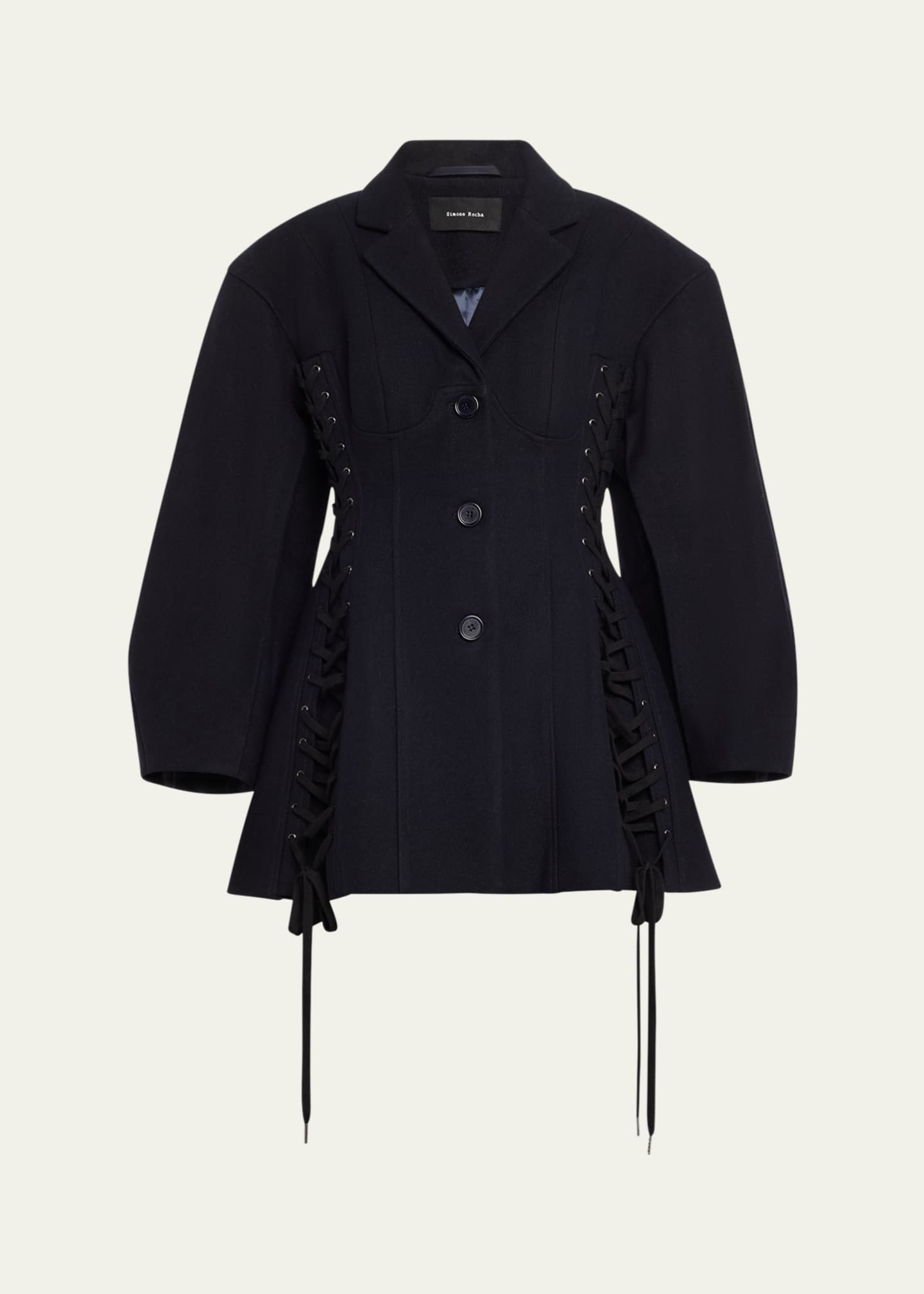 Simone Rocha Puff-Sleeve Sculpted Corset Wool Jacket - Bergdorf Goodman
