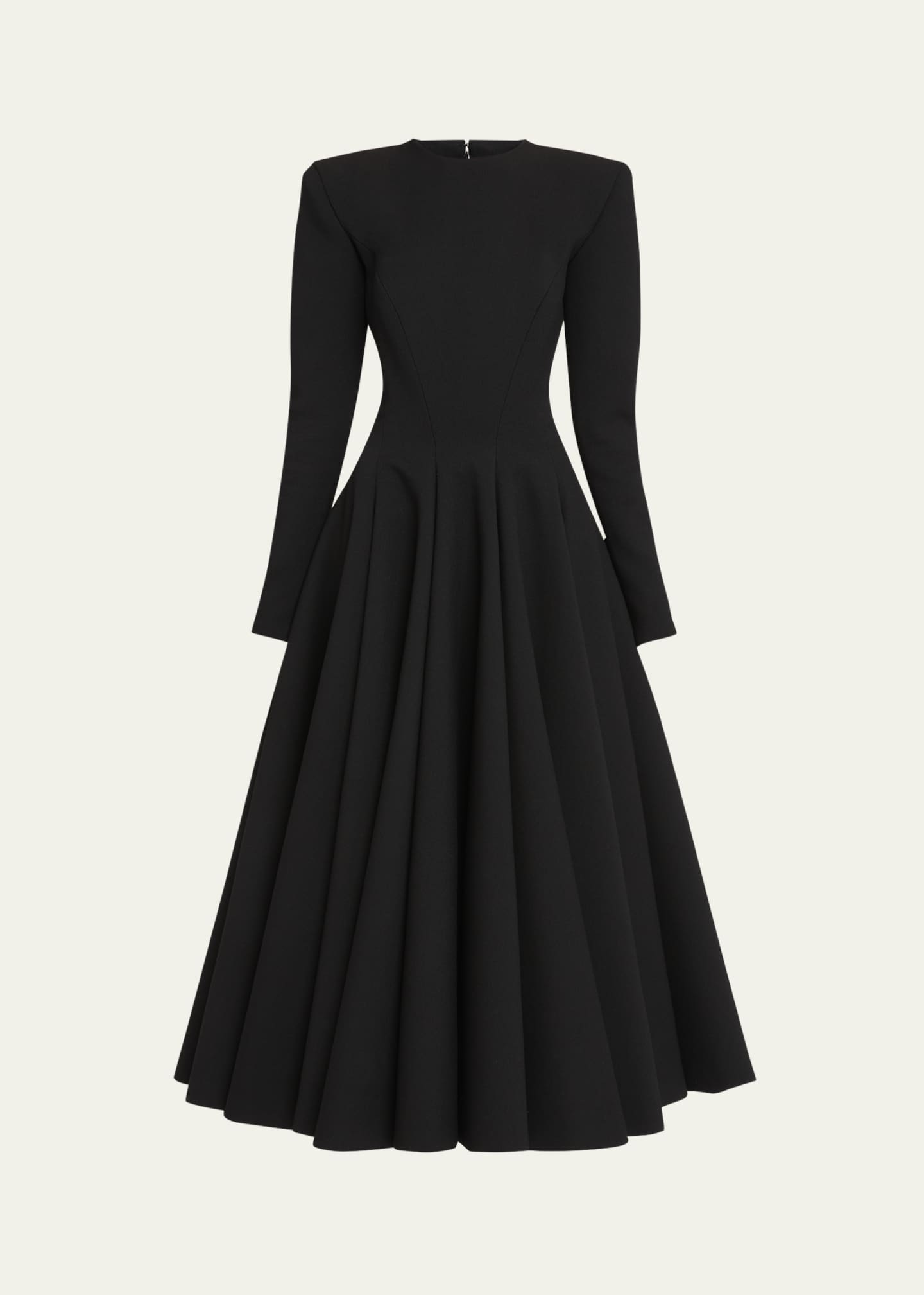 Valentino Garavani Long Sleeve Pleated Skirt Midi Dress Bergdorf Goodman