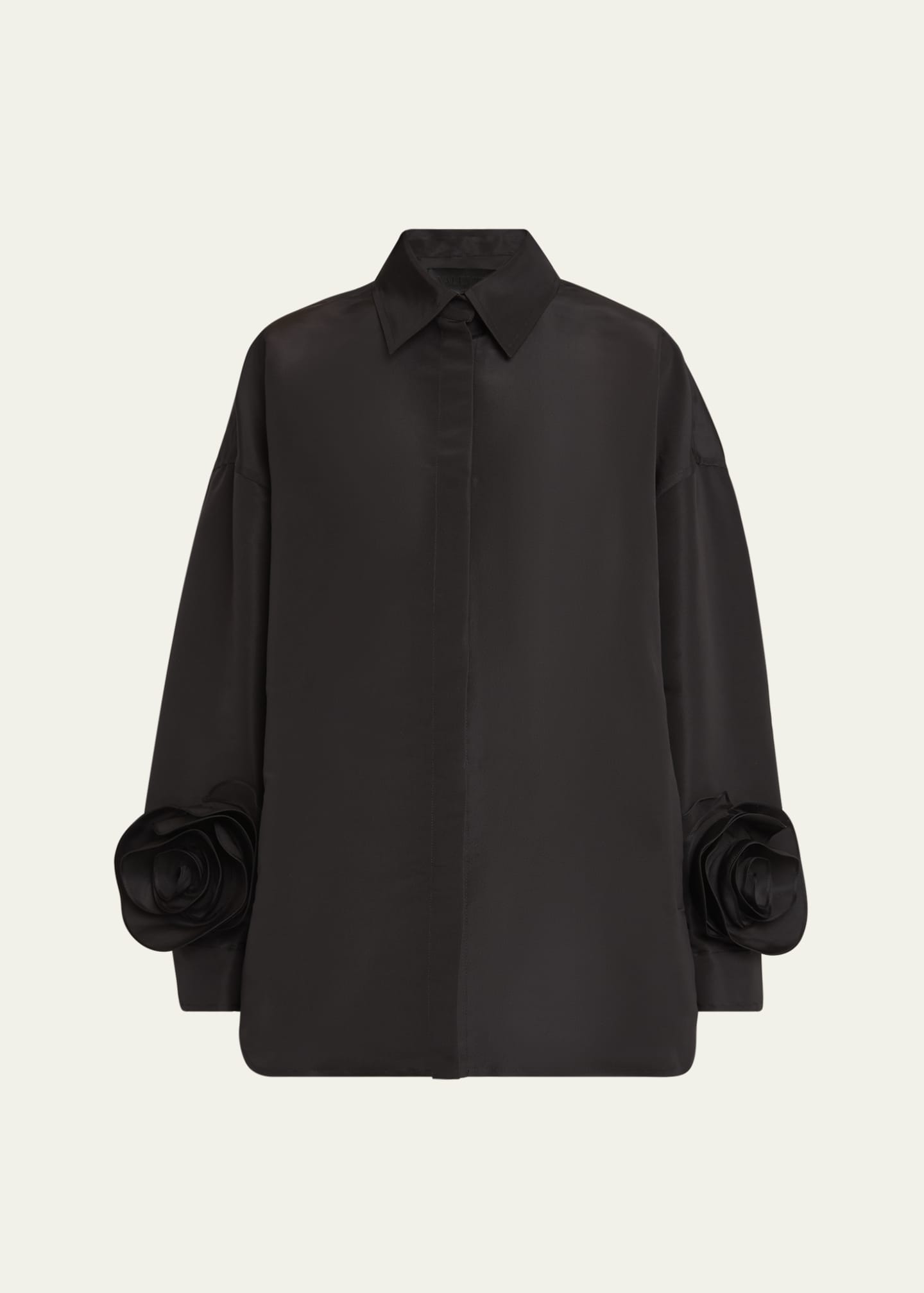 Valentino Garavani Rosette Sleeve Button Down Mini Shirt Dress