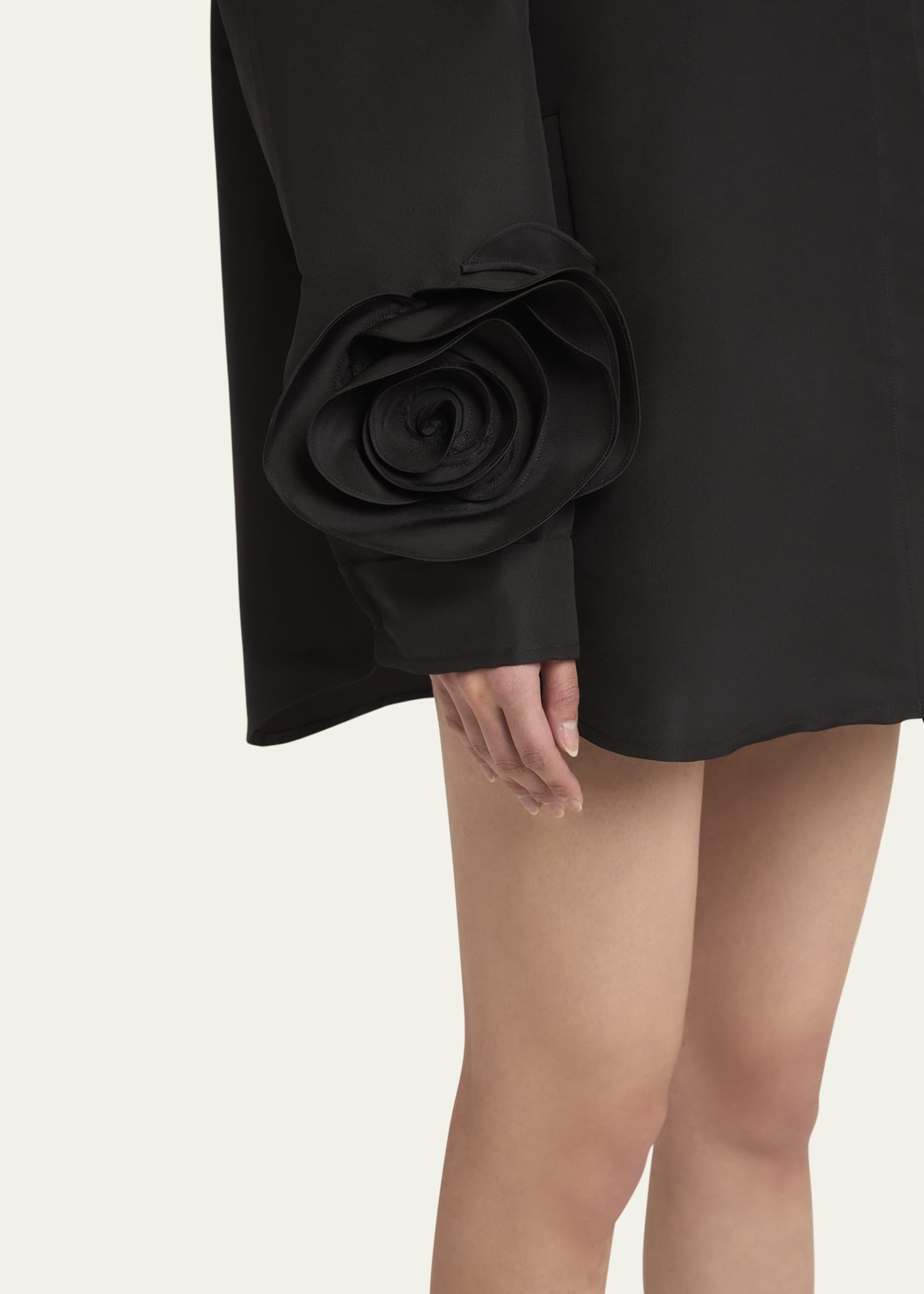 Valentino Garavani Rosette Sleeve Button Down Mini Shirt Dress