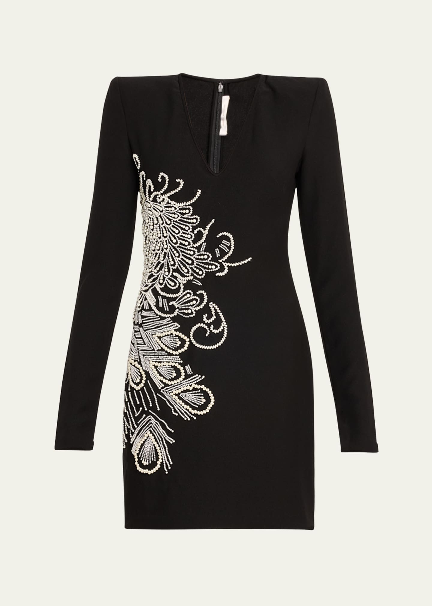 Naeem Khan Embellished Mini Dress with Shoulder Pads Image 1 of 5