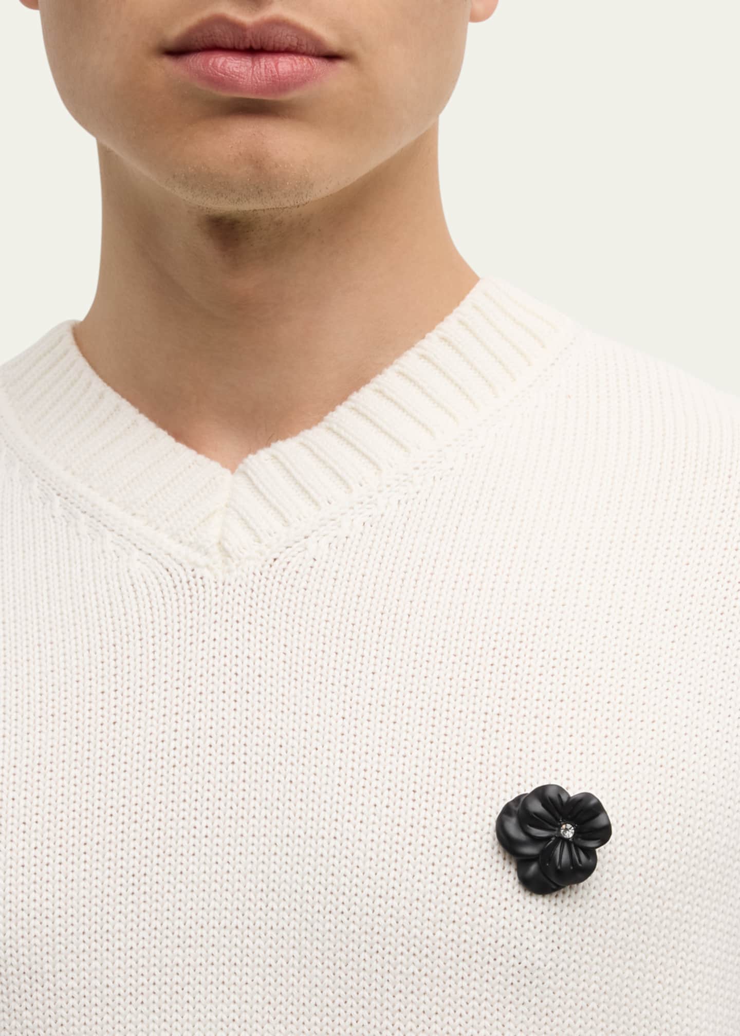 Jan Leslie Men's Matte Black Flower Lapel Pin Image 2 of 5