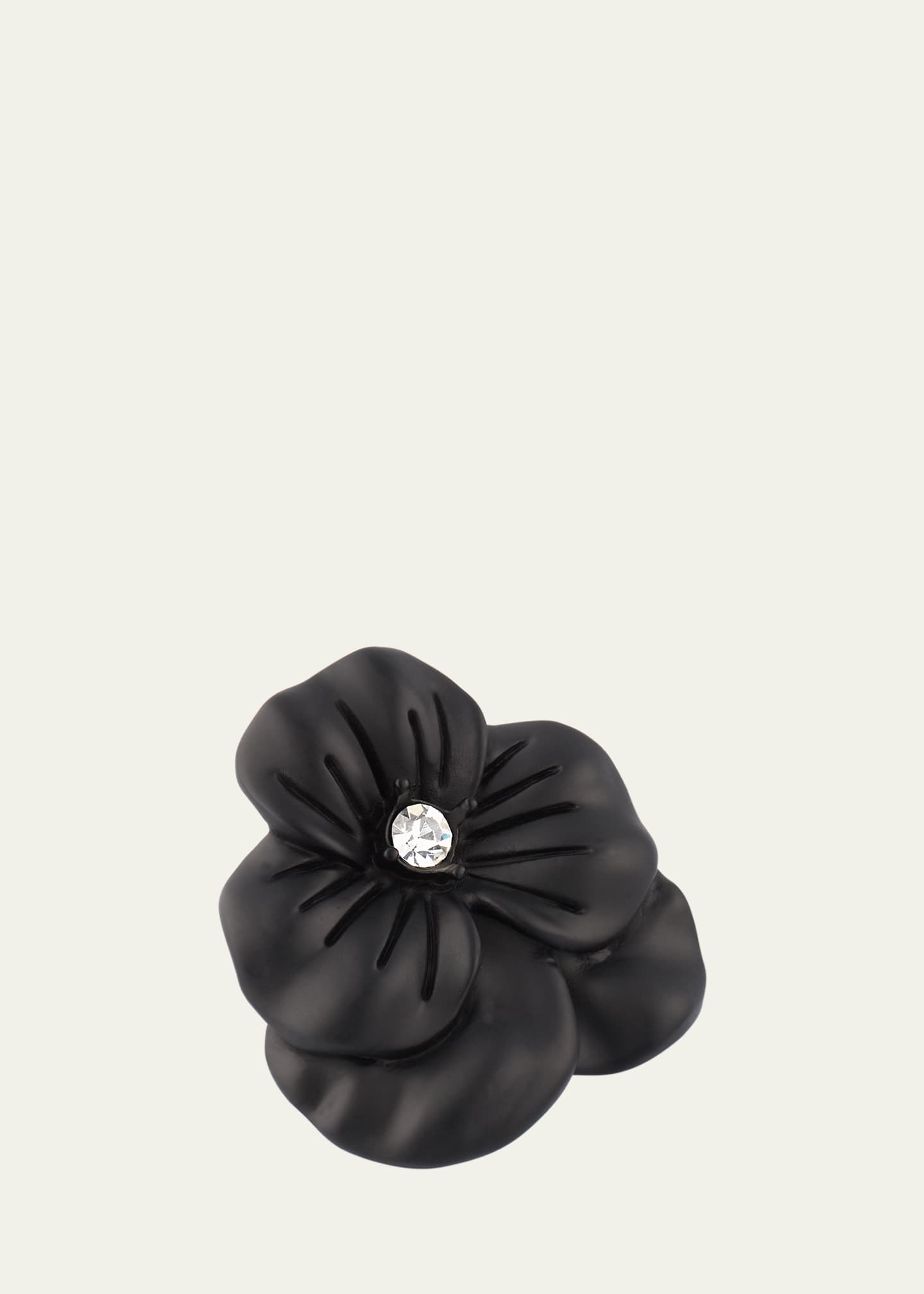 Jan Leslie Men's Matte Black Flower Lapel Pin Image 3 of 5
