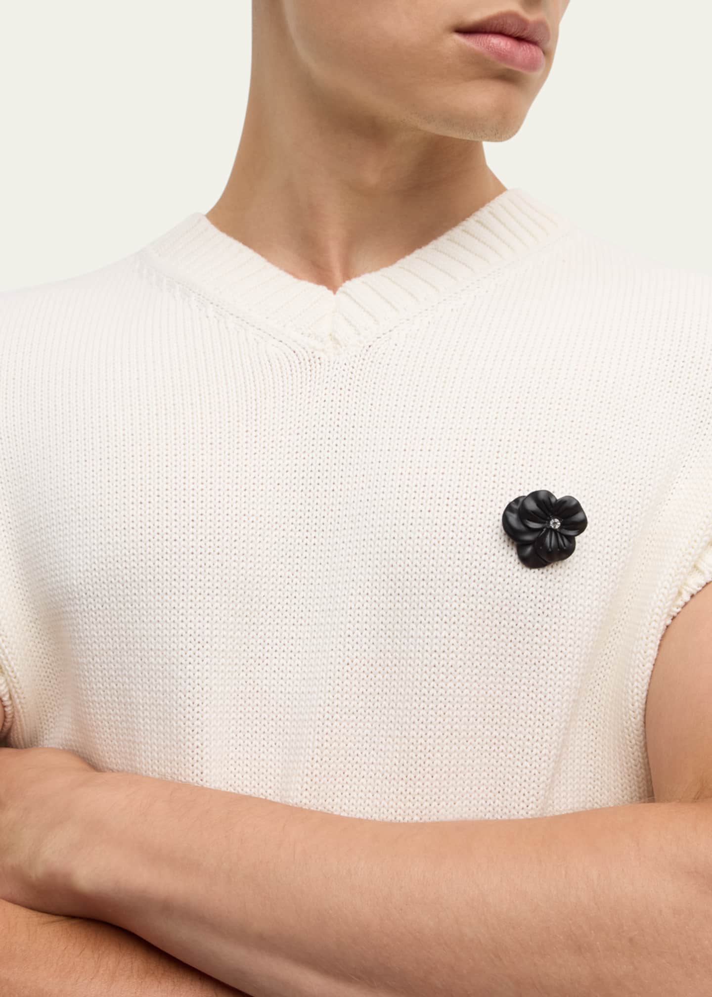 Jan Leslie Men's Matte Black Flower Lapel Pin Image 5 of 5