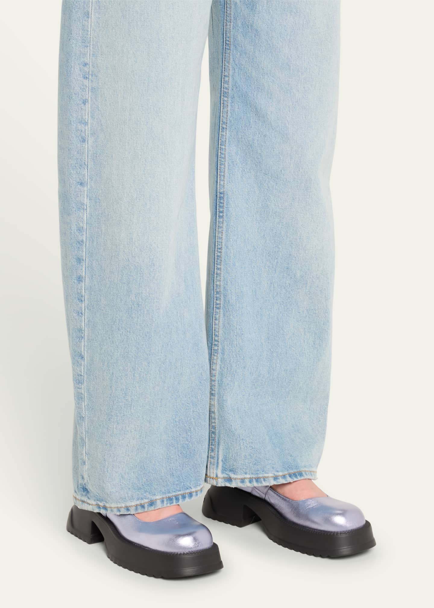 Marni Metallic Leather Mary Jane Loafers Image 2 of 4