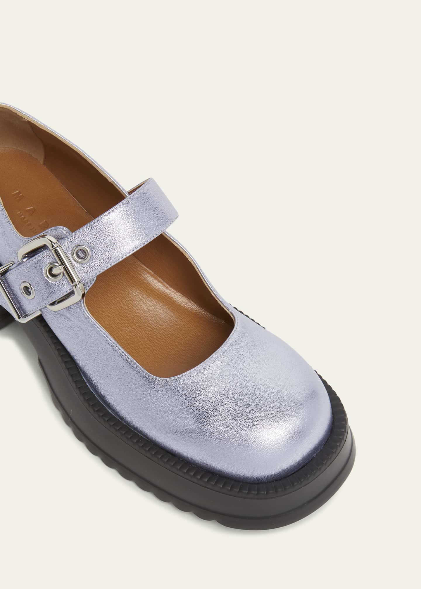 Marni Metallic Leather Mary Jane Loafers Image 4 of 4