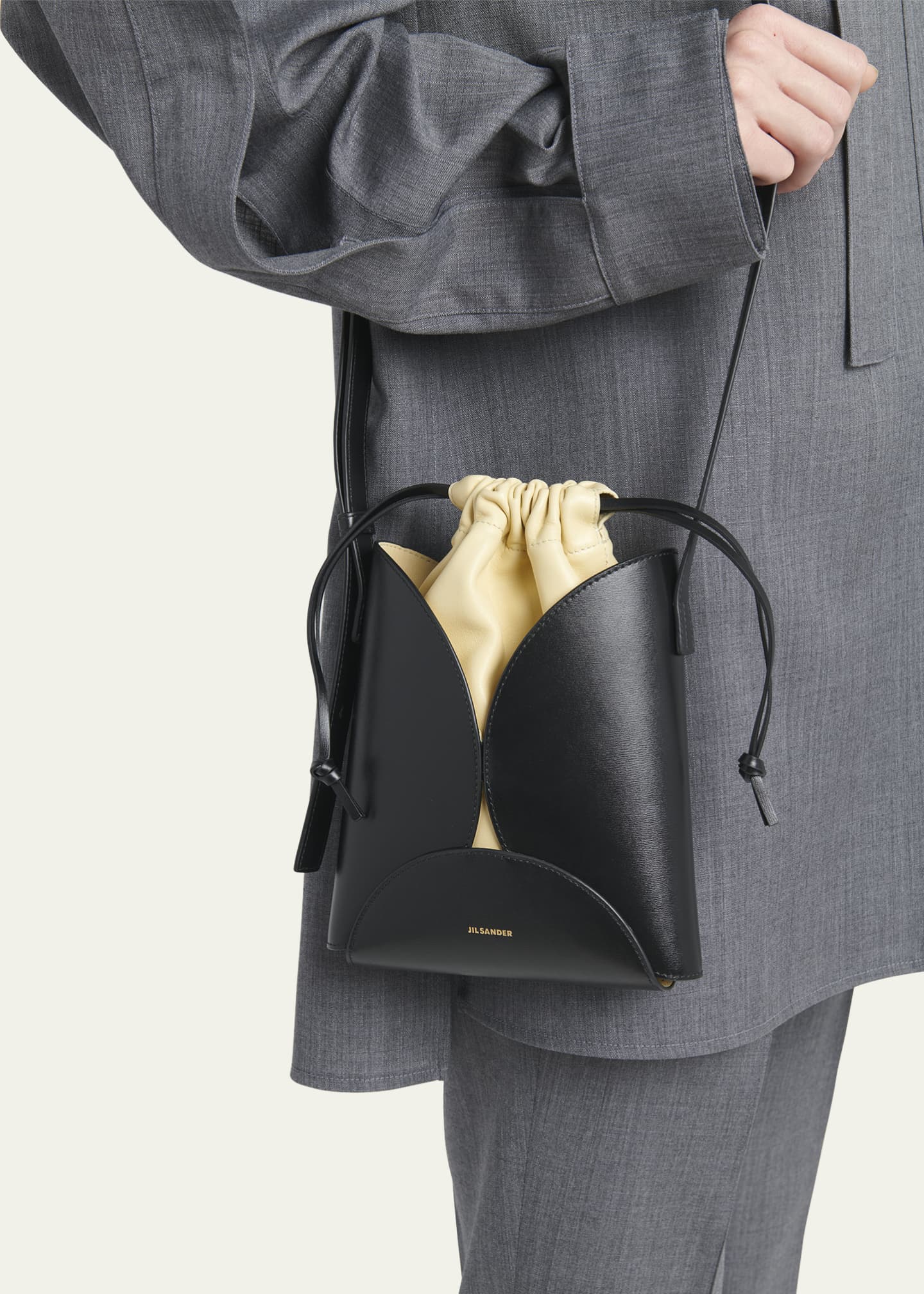 Jil Sander Ellipse Drawstring Calfskin Crossbody Bag Bergdorf Goodman