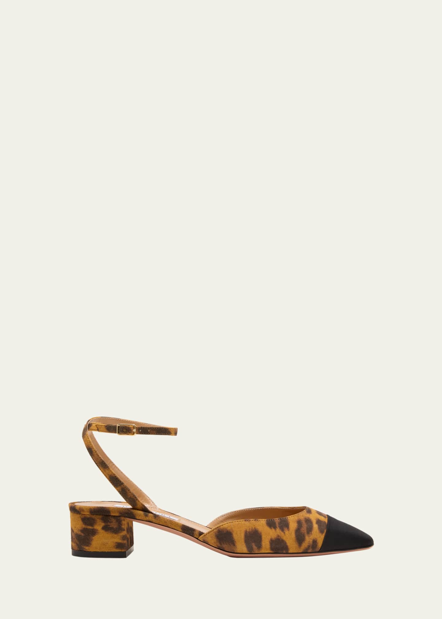 Leopard print pumps with ankle strap top