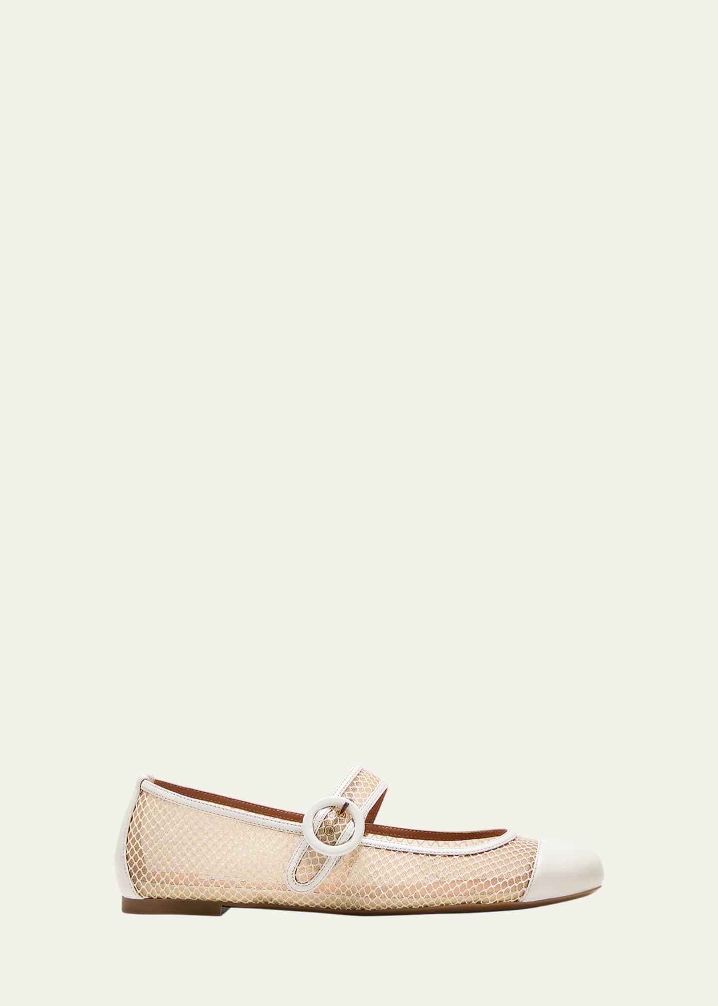 Aquazzura Solstice Net Mesh Mary Jane Ballerina Flats