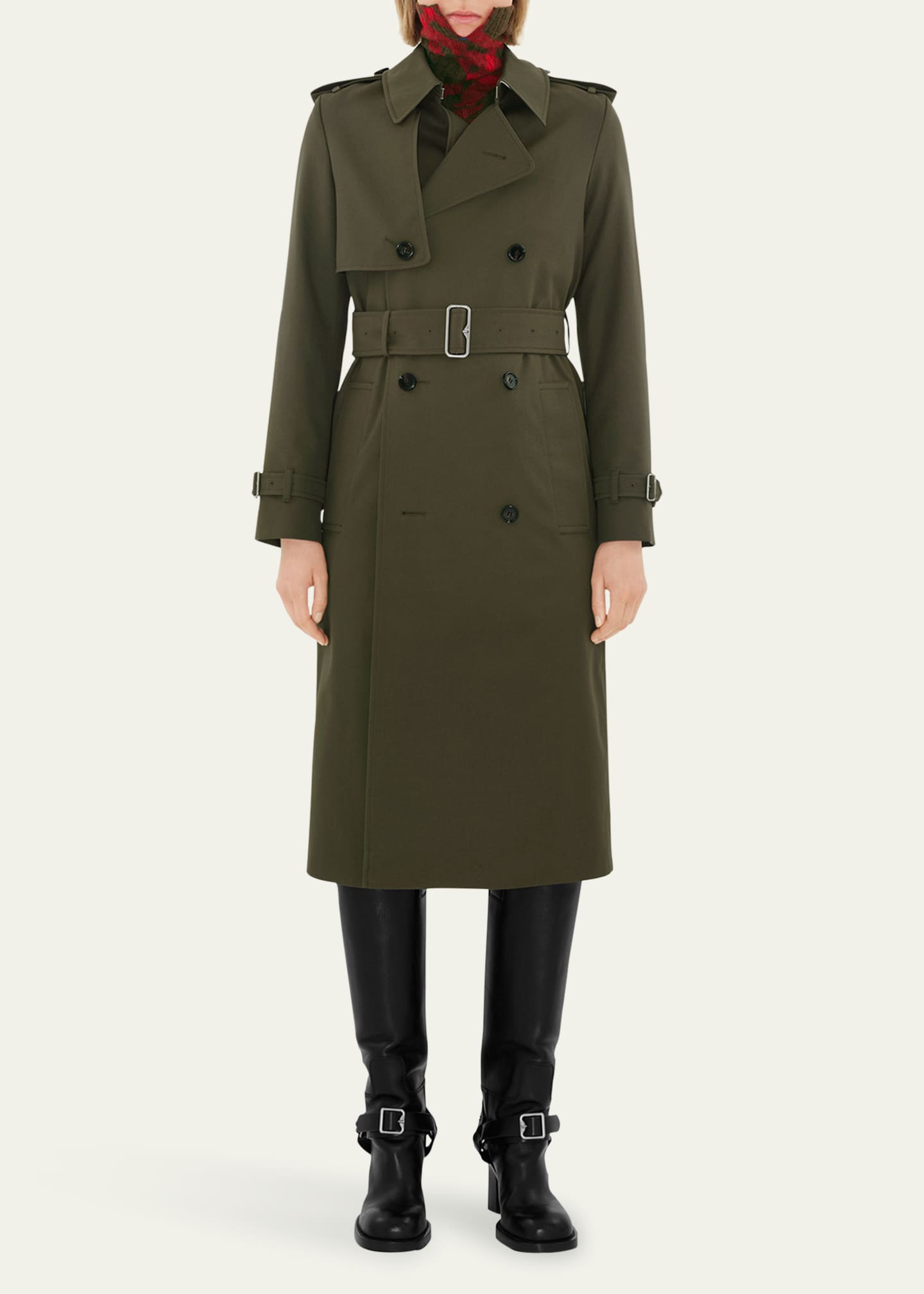 Burberry Belted Double Breasted Trench Coat Green Bergdorf Goodman