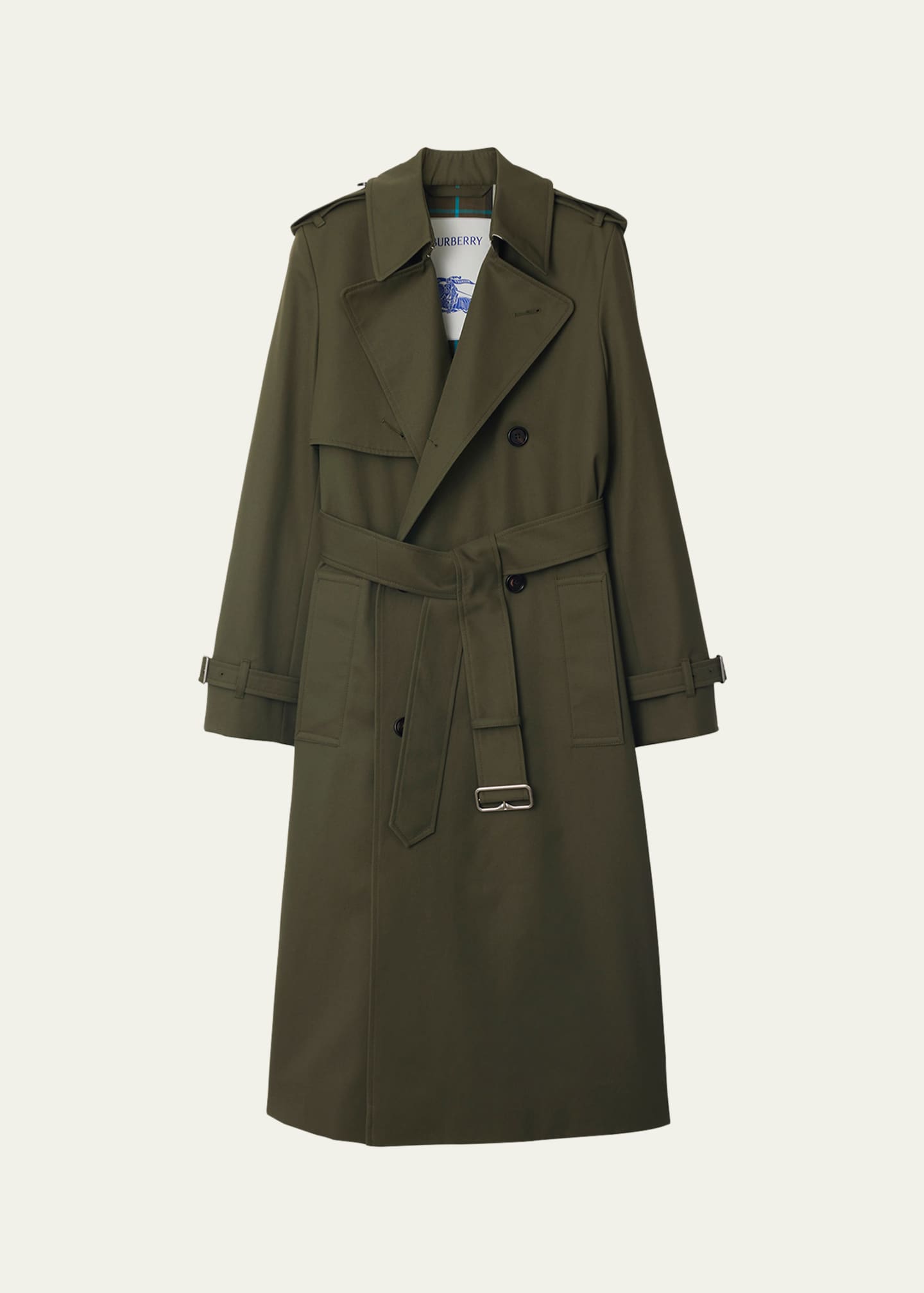 Burberry Belted Double Breasted Trench Coat Green Bergdorf Goodman