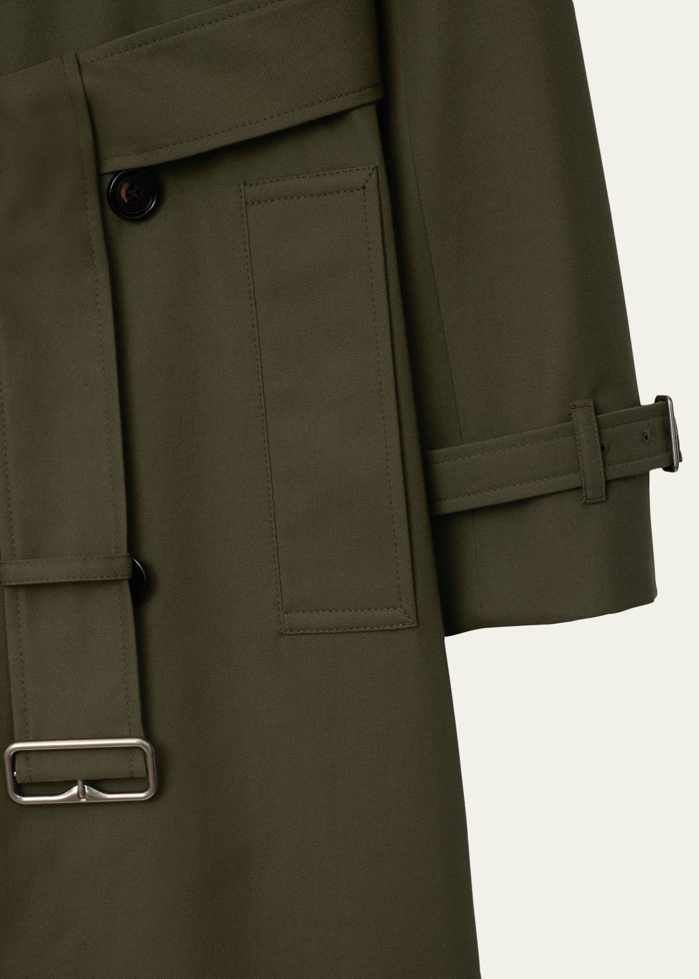 Burberry Belted Double-Breasted Trench Coat, Green