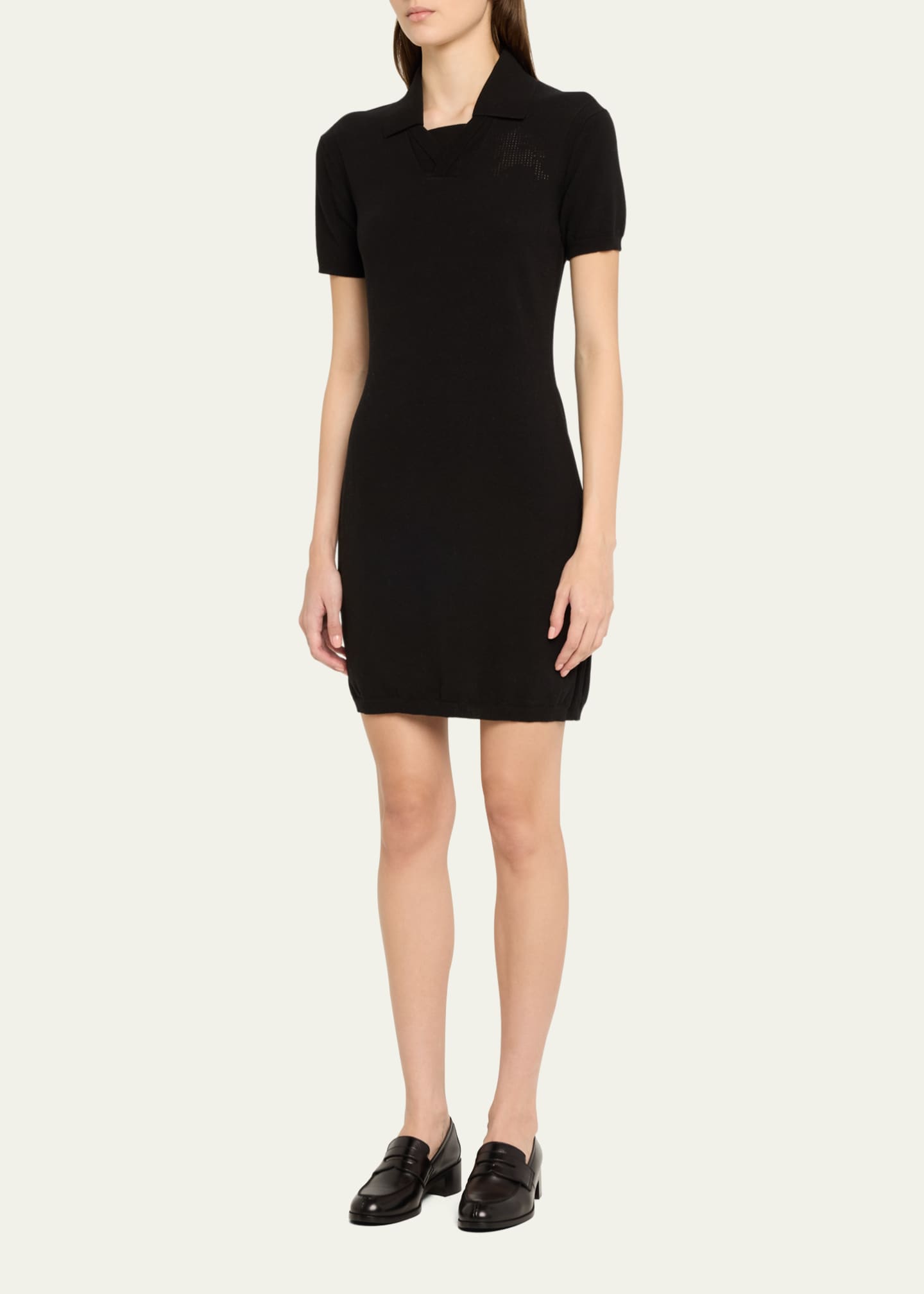 Burberry Lightweight Crepe Knit Polo Dress Image 4 of 5