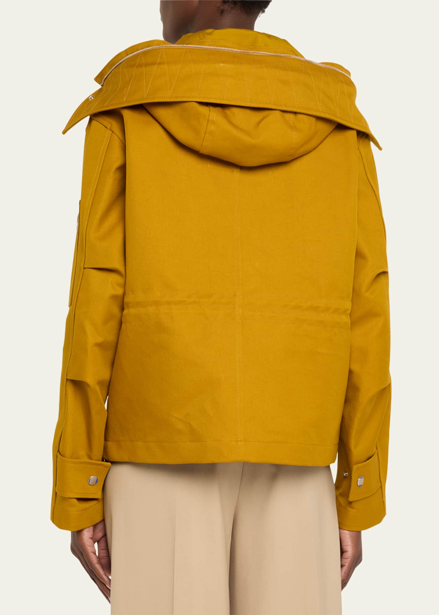 Burberry Short Double Cotton Twill Parka with Removable Faux Fur Hood