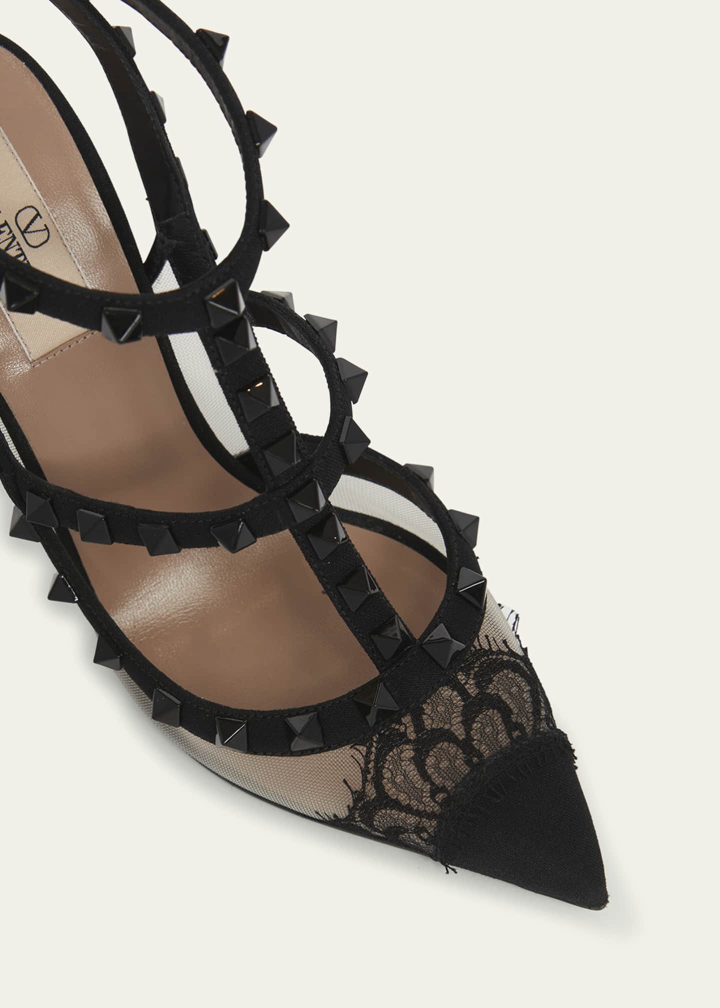 Valentino Garavani Rockstud Lace T Strap Pumps Bergdorf Goodman