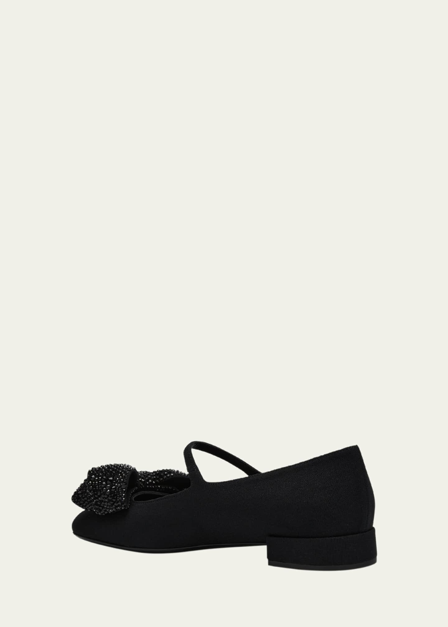Valentino Garavani Crystal Bow Mary Jane Ballerina Flats