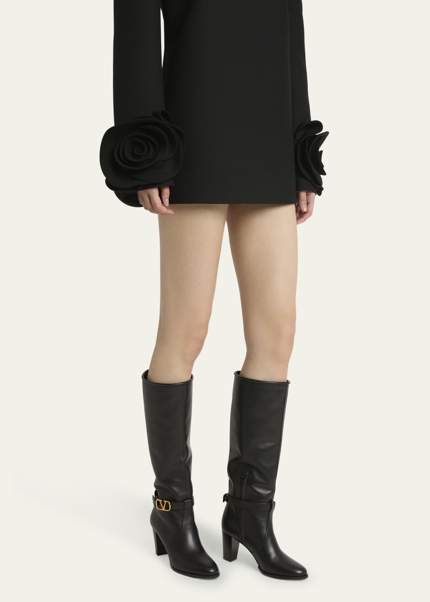 Valentino Garavani VLogo Leather Buckle Knee Boots Image 2 of 5