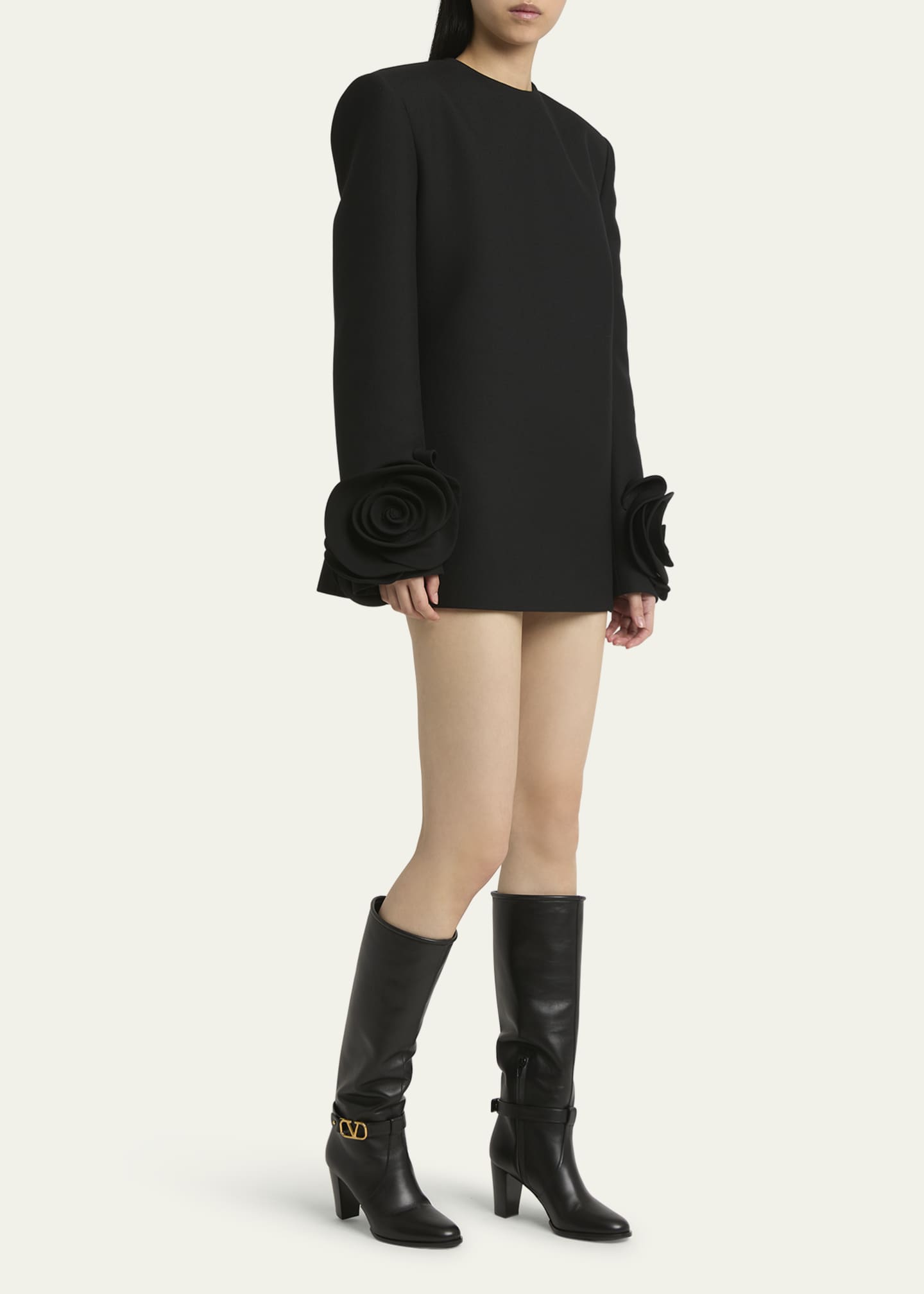 Valentino Garavani VLogo Leather Buckle Knee Boots Image 3 of 5