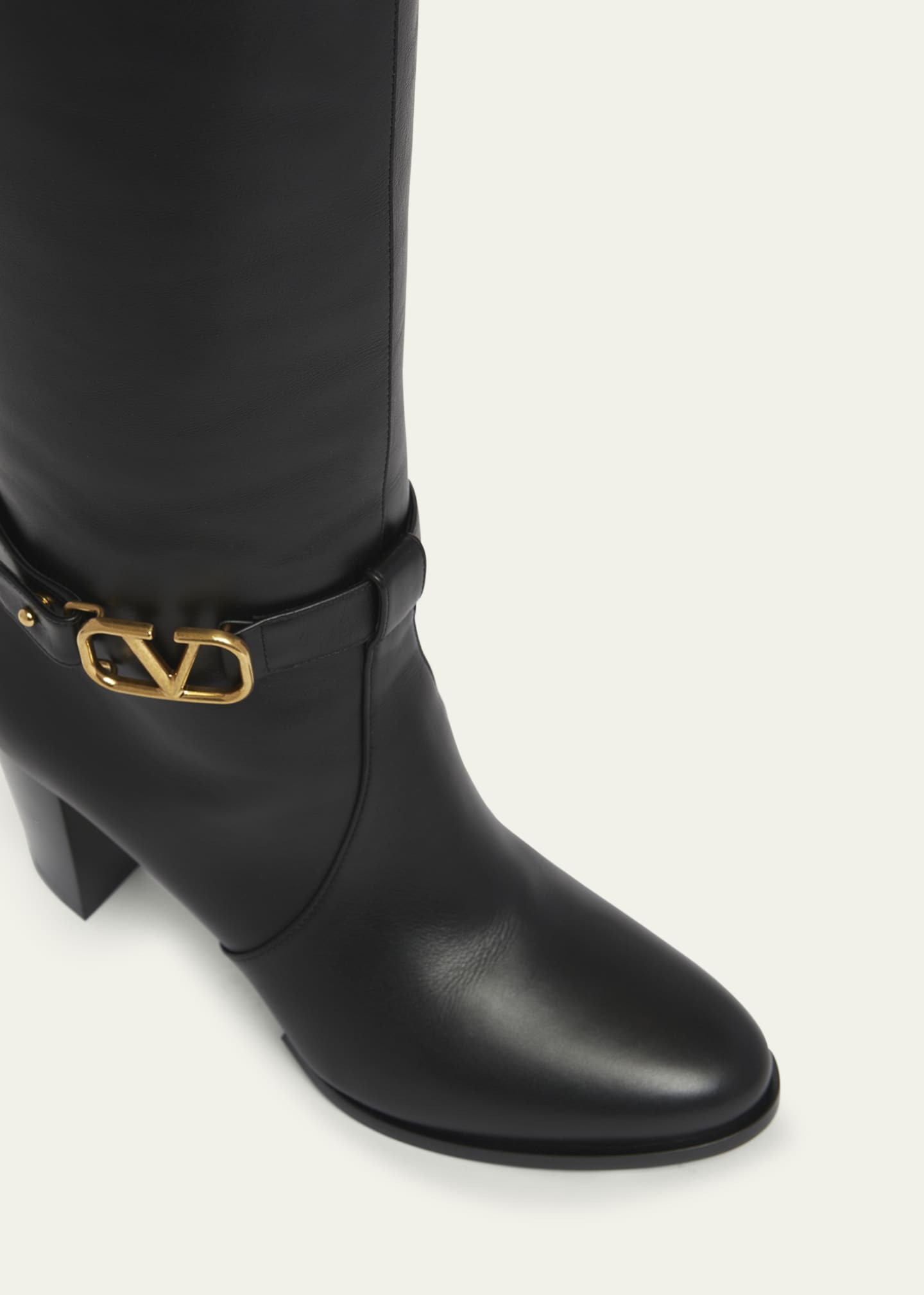 Valentino Garavani VLogo Leather Buckle Knee Boots Image 5 of 5