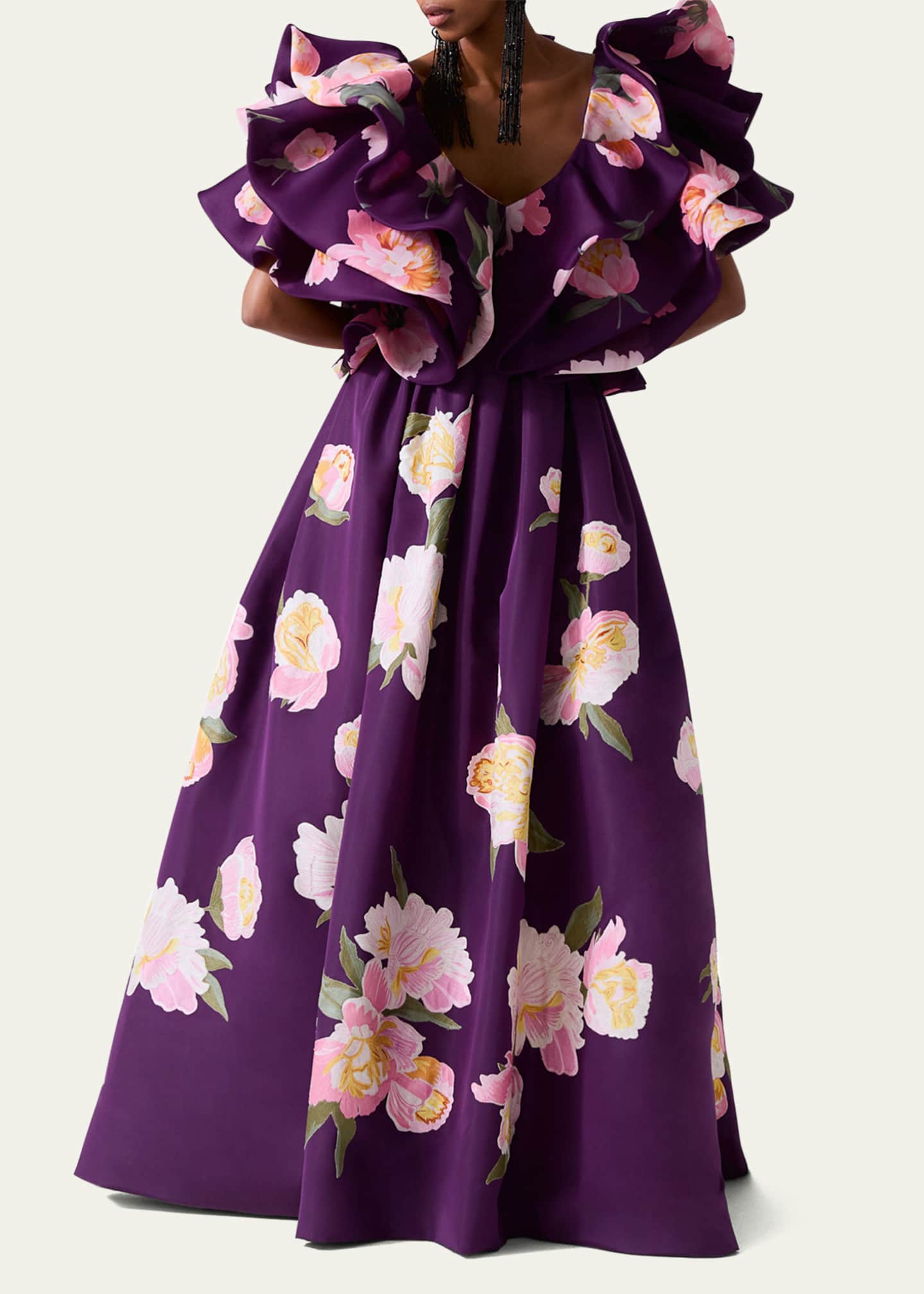 Carolina Herrera Long Floral Silk Ball Skirt Image 2 of 3