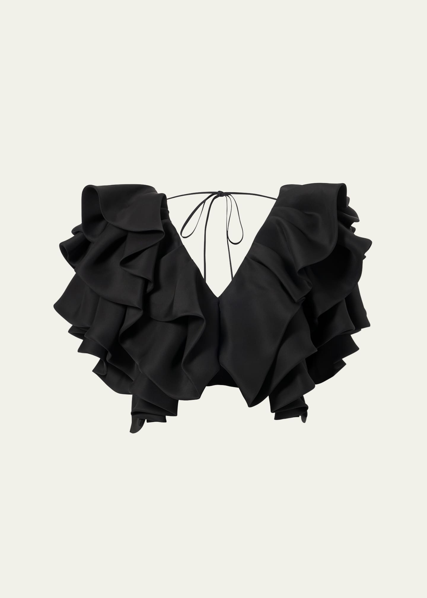 Carolina Herrera Crop Folded Ruffle Silk Top Image 1 of 4