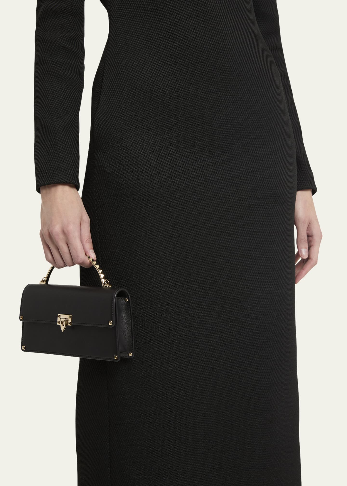 Valentino Garavani Mini Rockstuds Flap Leather Top-Handle Bag Image 2 of 5