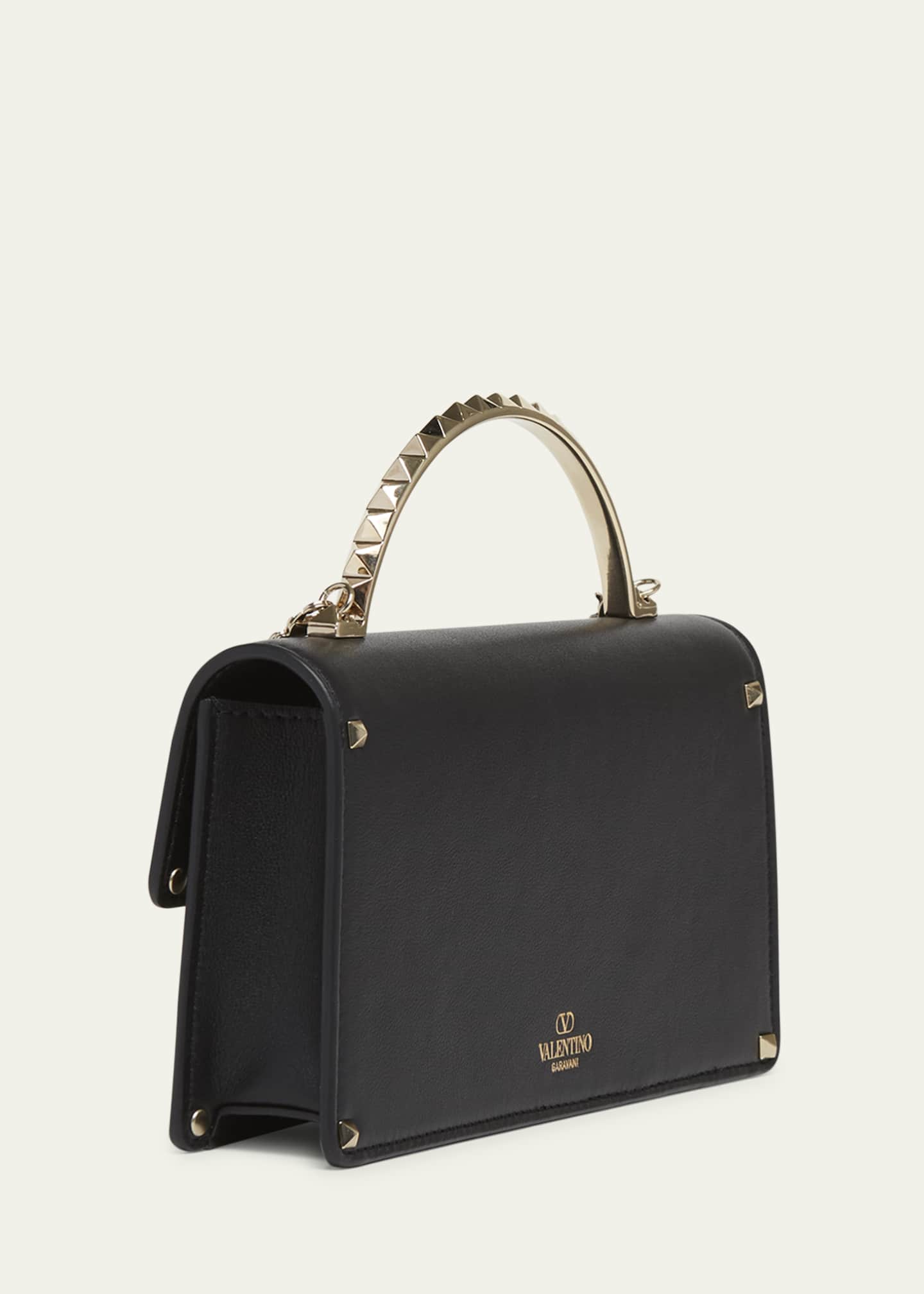 Valentino Garavani Mini Rockstuds Flap Leather Top-Handle Bag Image 3 of 5