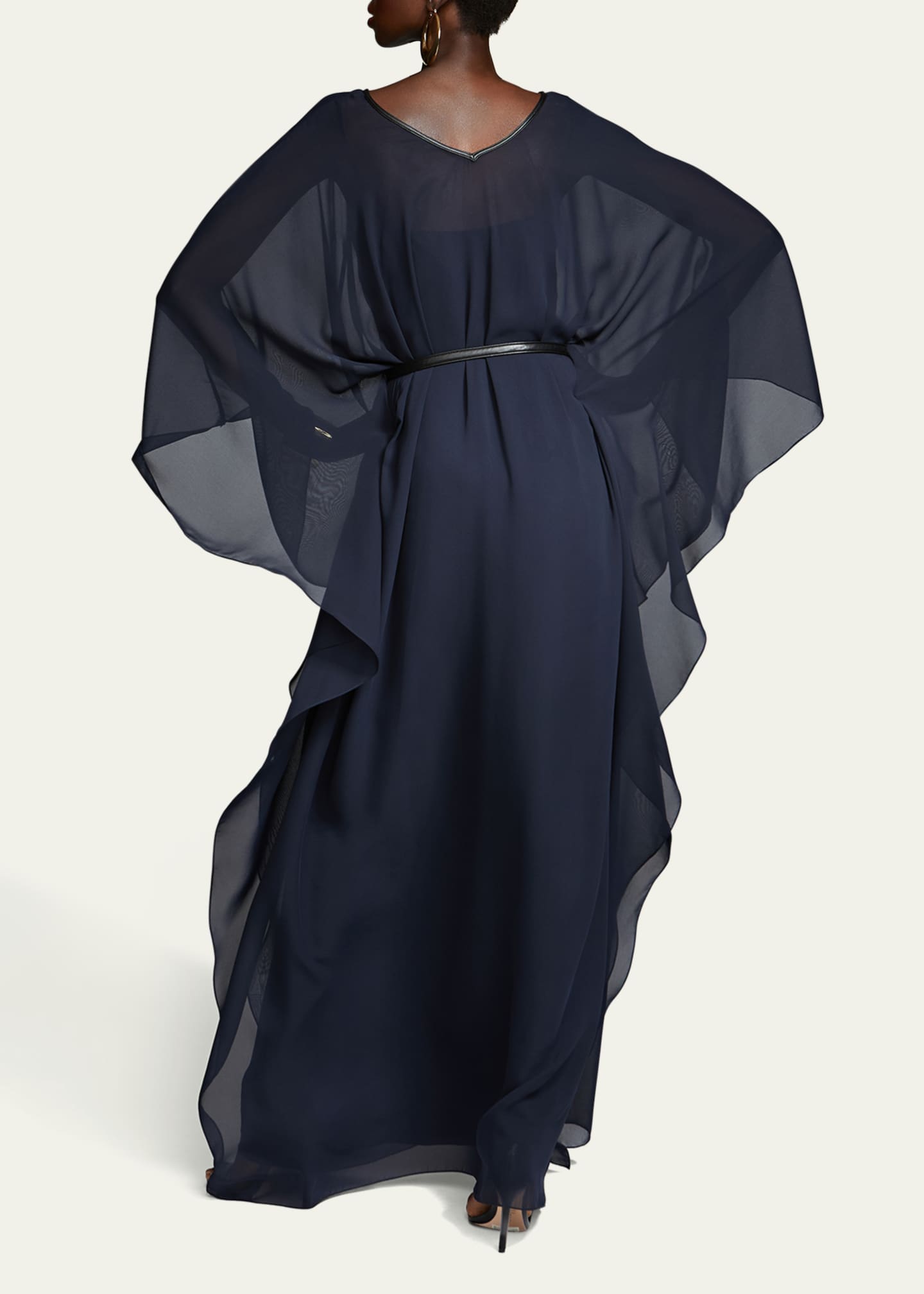 Halston May Belted Chiffon Caftan Gown Image 2 of 3