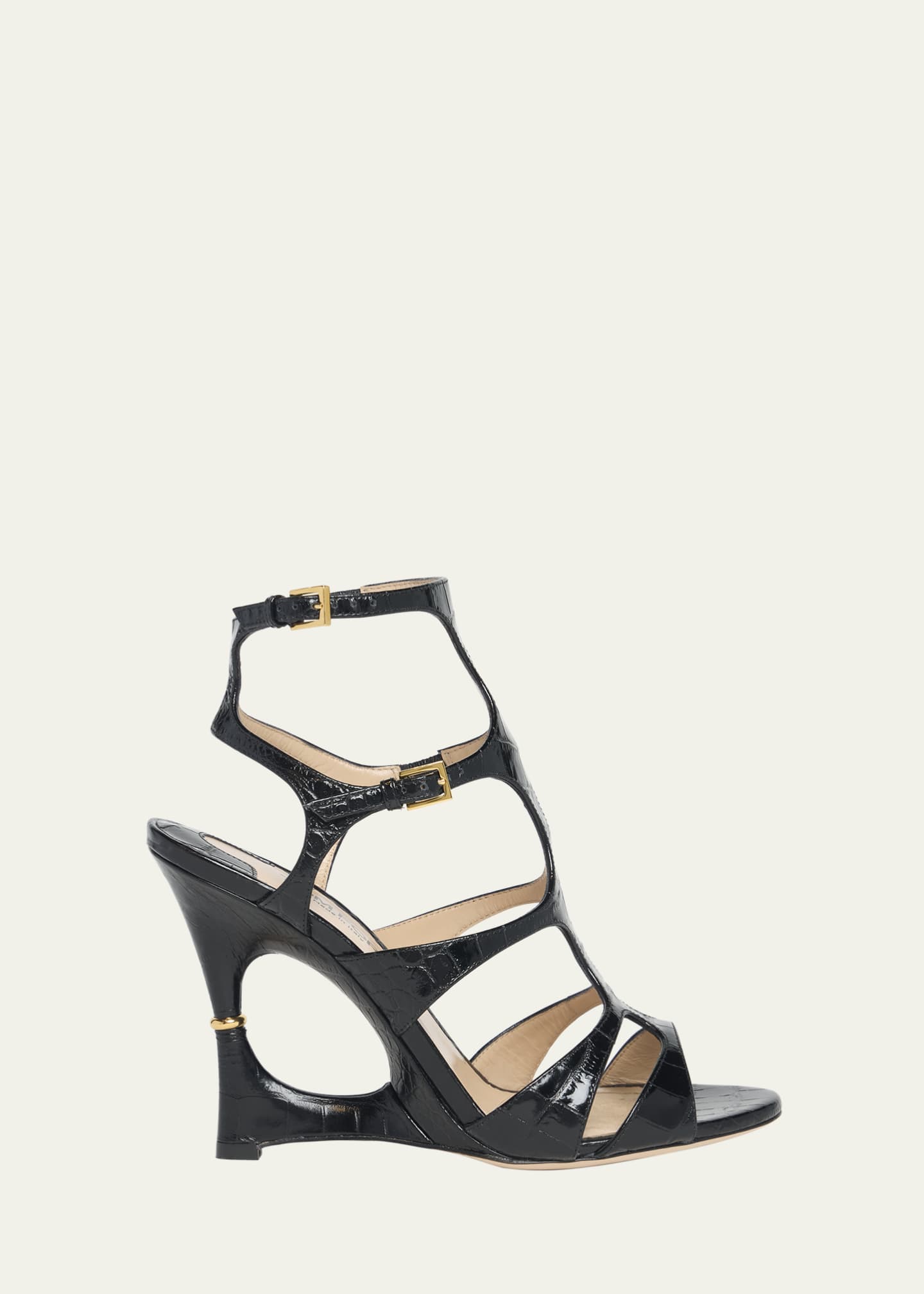 TOM FORD Crocodile-Embossed Caged Wedge Sandals Image 1 of 5