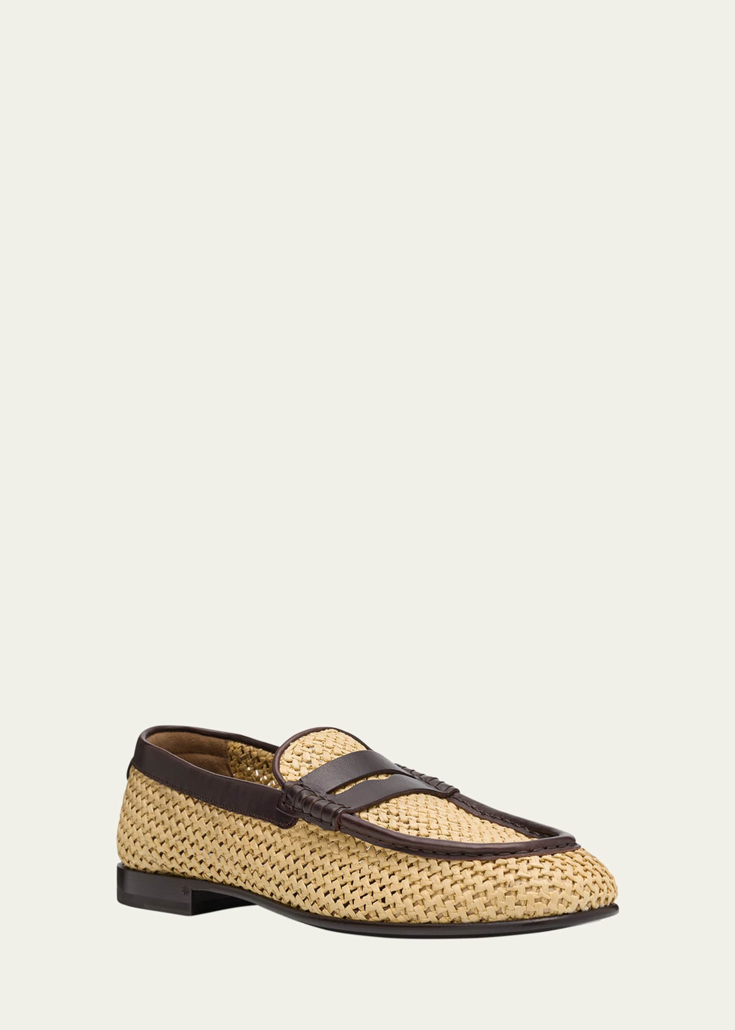 Dolce&Gabbana Men's City Blanco Woven Raffia Penny Loafers Image 3 of 5
