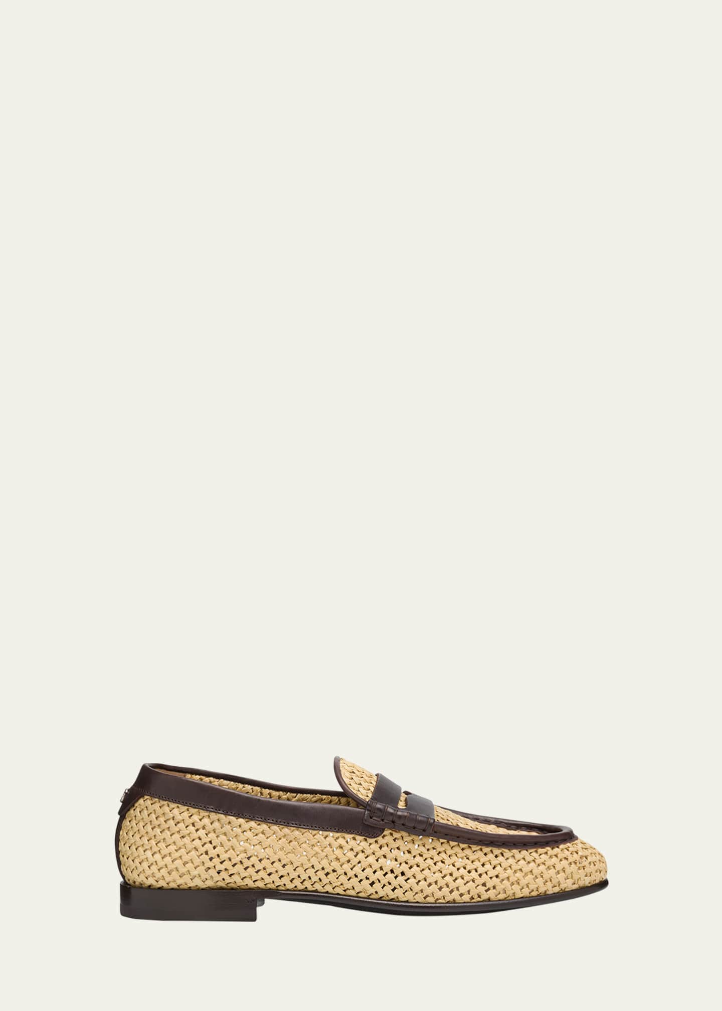 Dolce&Gabbana Men's City Blanco Woven Raffia Penny Loafers Image 1 of 5