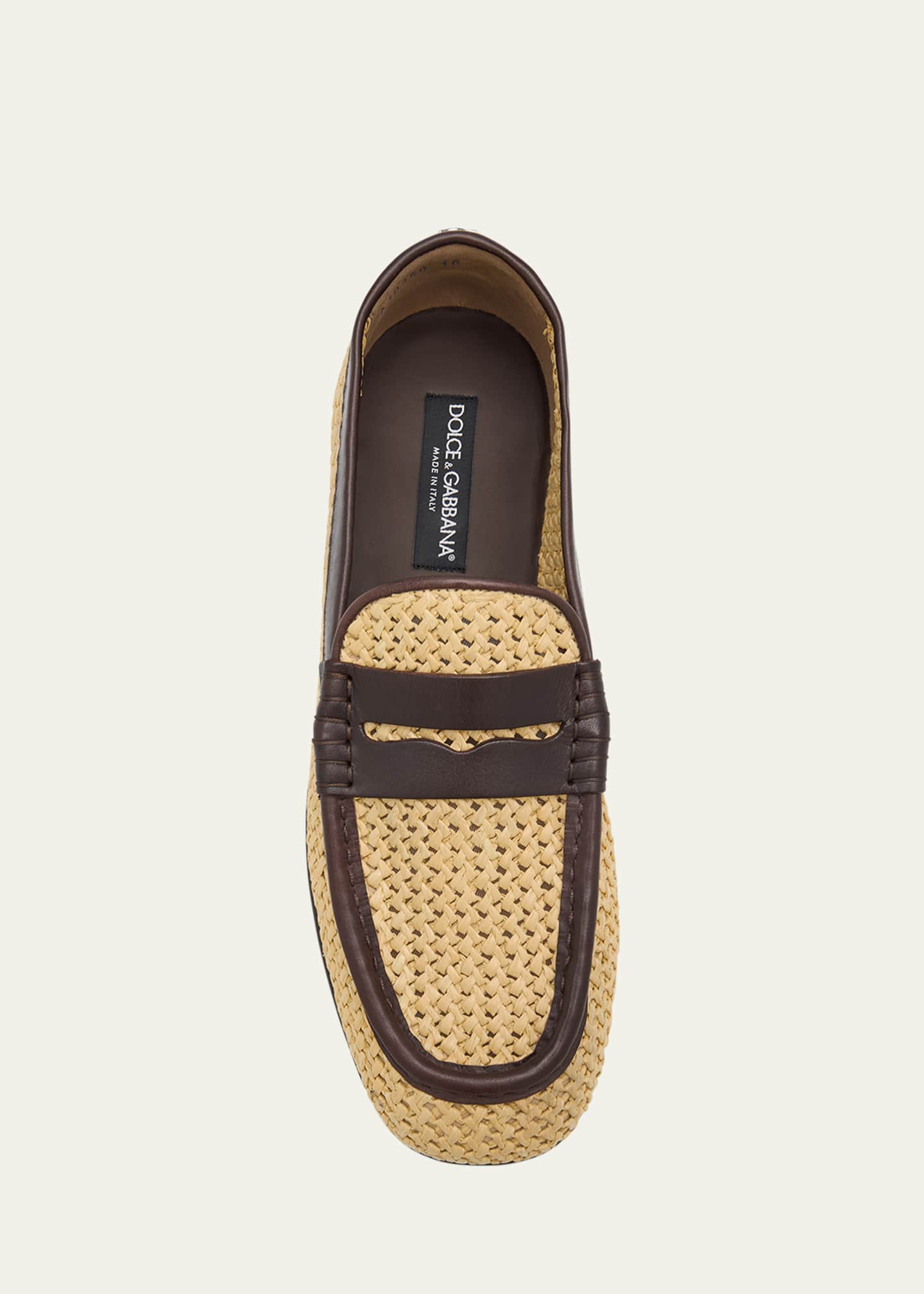Dolce&Gabbana Men's City Blanco Woven Raffia Penny Loafers Image 5 of 5