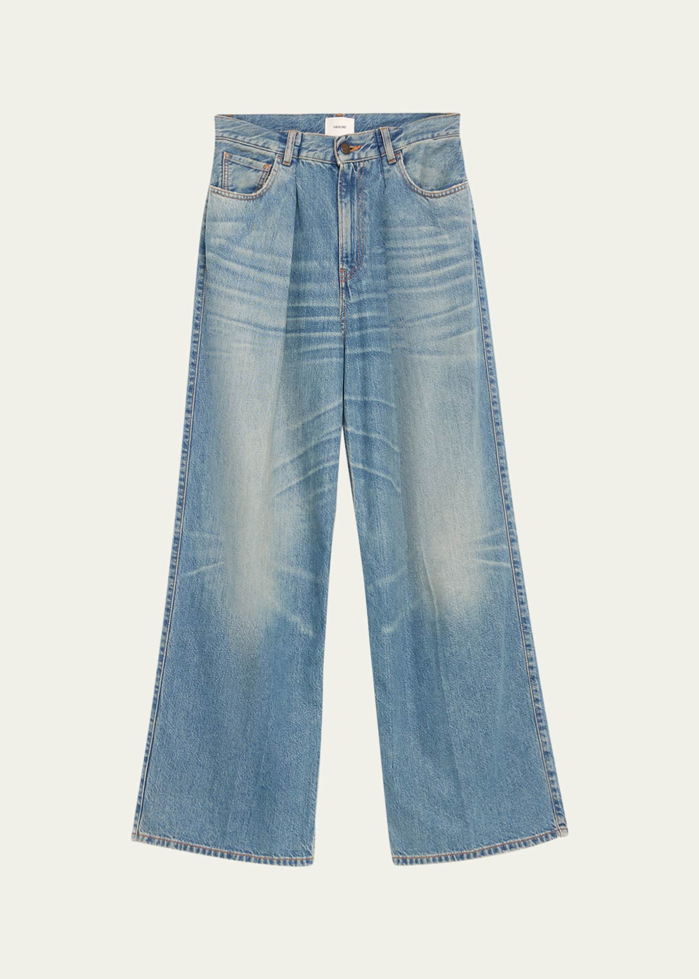 HAIKURE Candy Pleated Wide-Leg Jeans Image 1 of 5