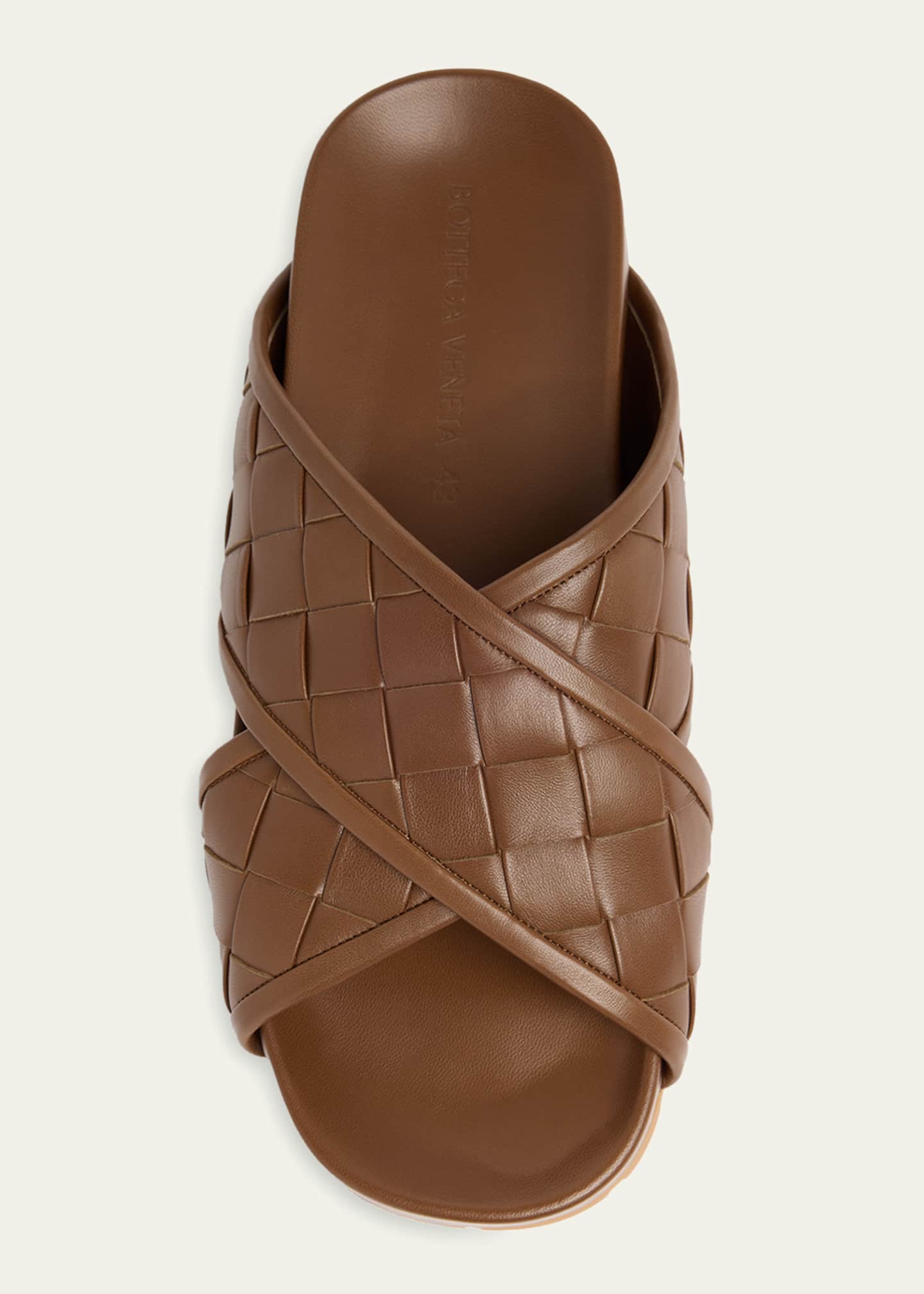 Bottega Veneta Men's Tarik Intrecciato Leather Crisscross Sandals