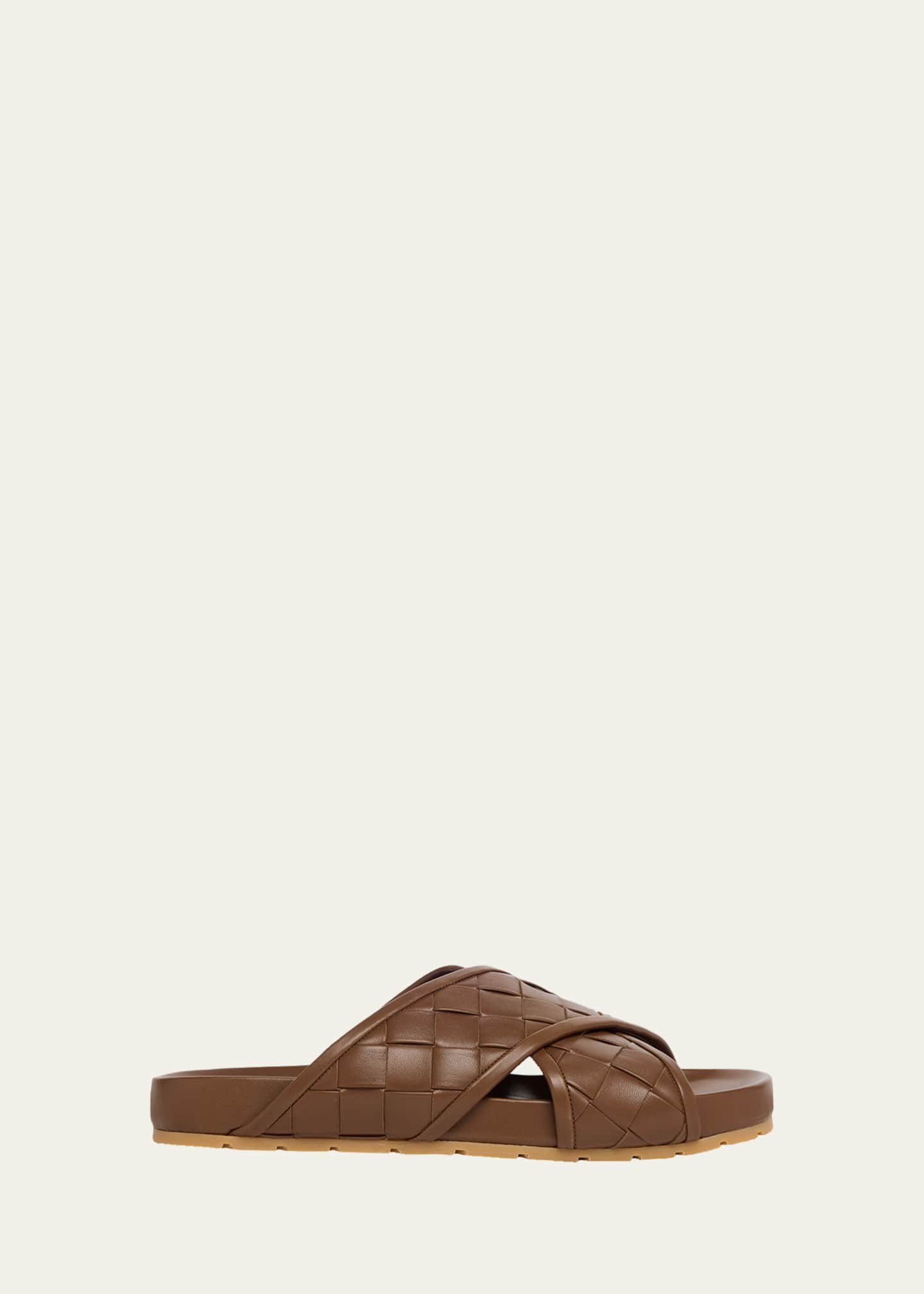 Bottega Veneta Men's Tarik Intrecciato Leather Crisscross Sandals