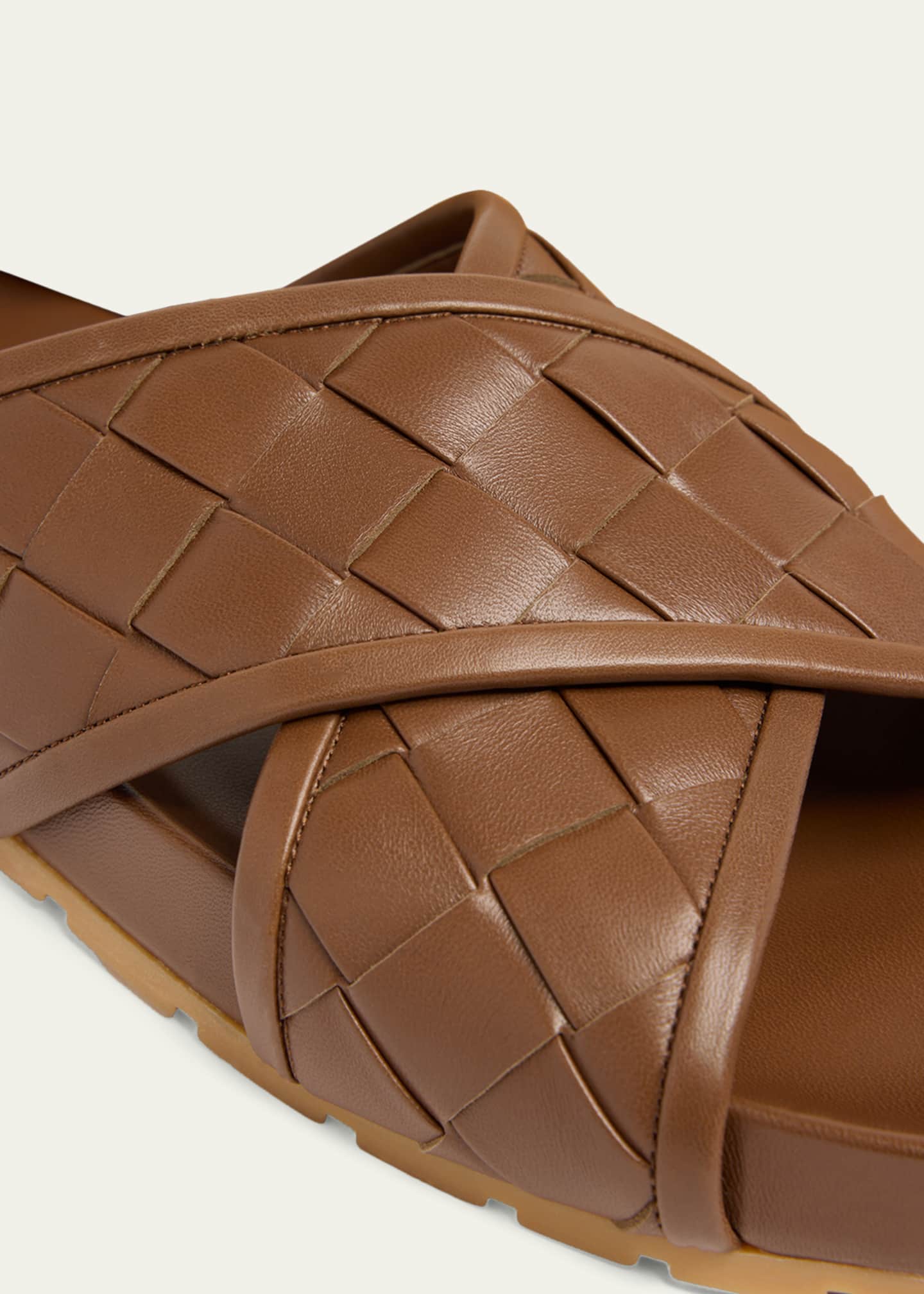 Bottega Veneta Men's Tarik Intrecciato Leather Crisscross Sandals