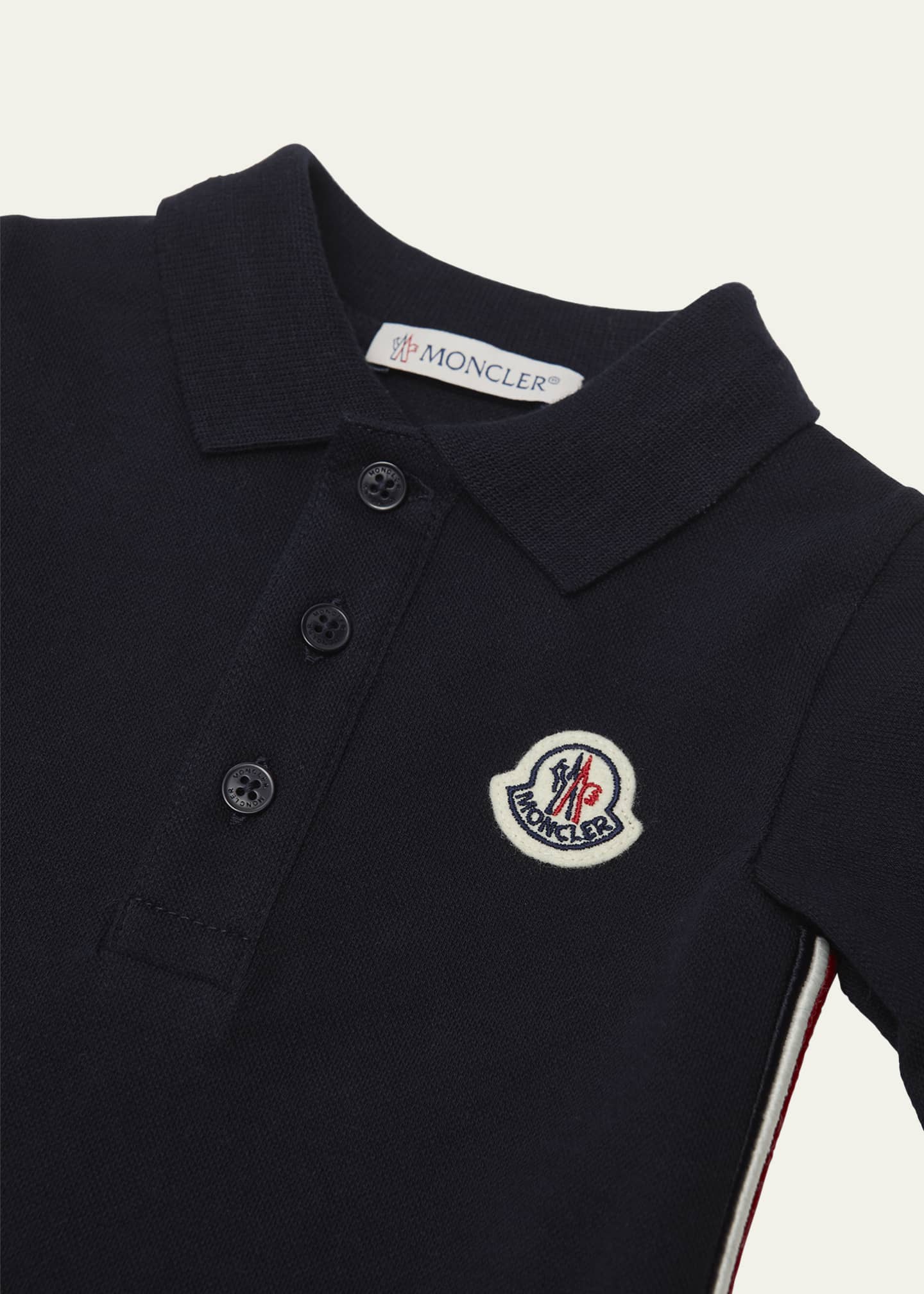 Moncler Boy's Logo-Print Polo Romper, Size Newborn-24M Image 3 of 3