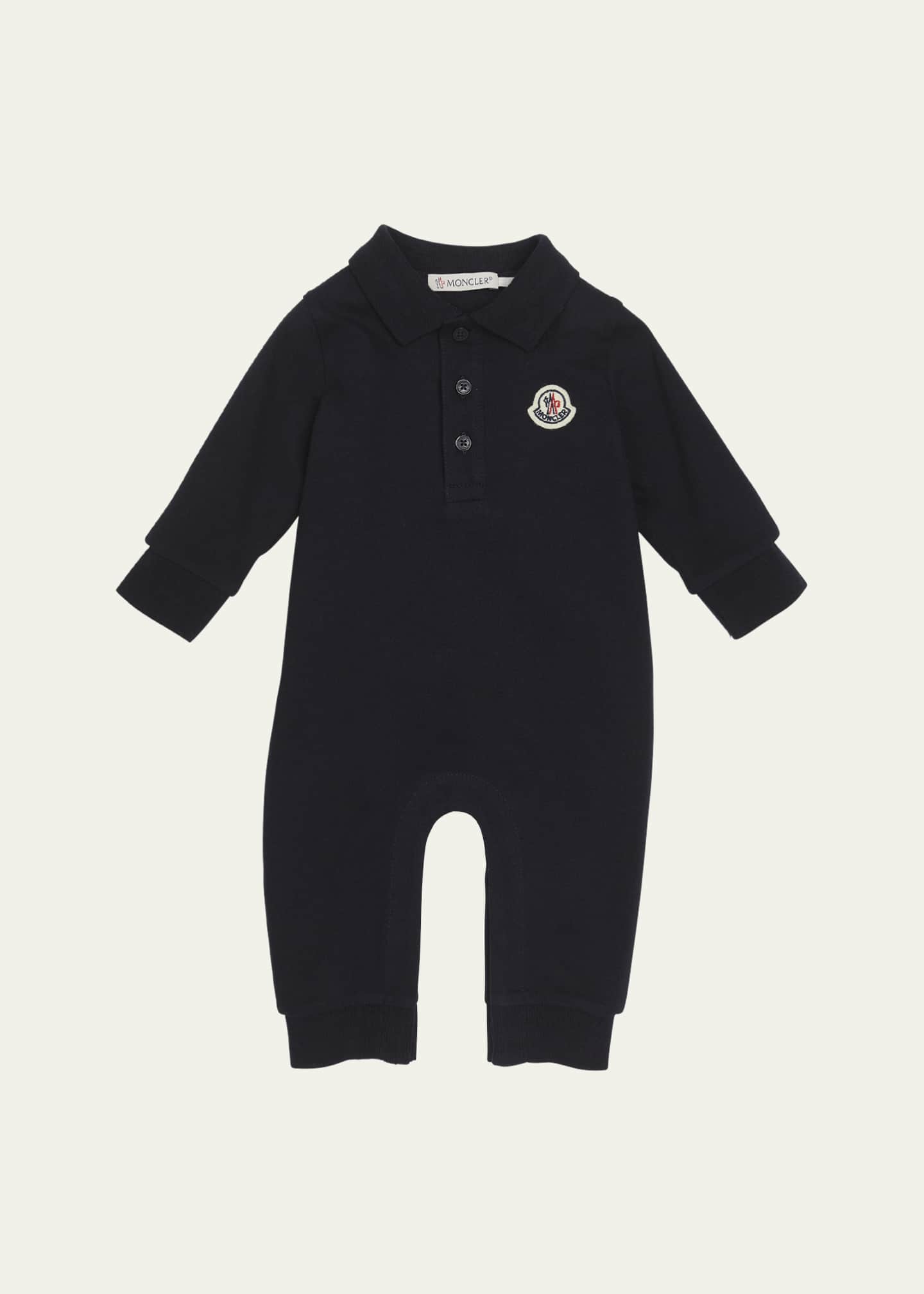 Moncler Boy's Logo-Print Polo Romper, Size Newborn-24M Image 1 of 3