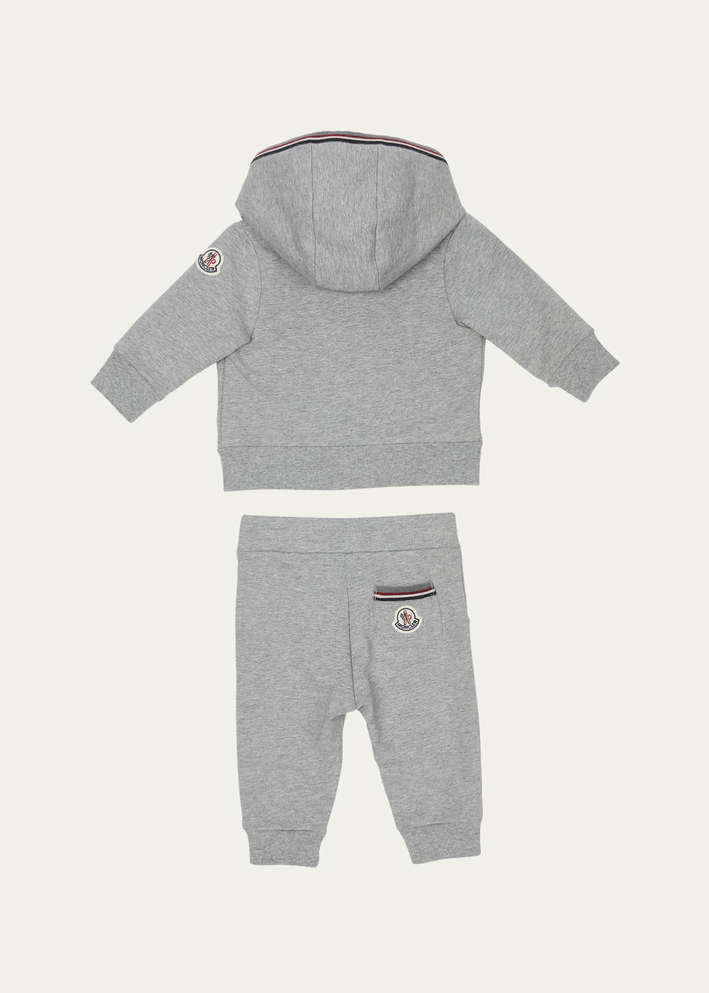 Moncler Boy's Two-Piece Tri-Stripe Hoodie & Sweatpants Set, Size 6M-3 Image 2 of 3