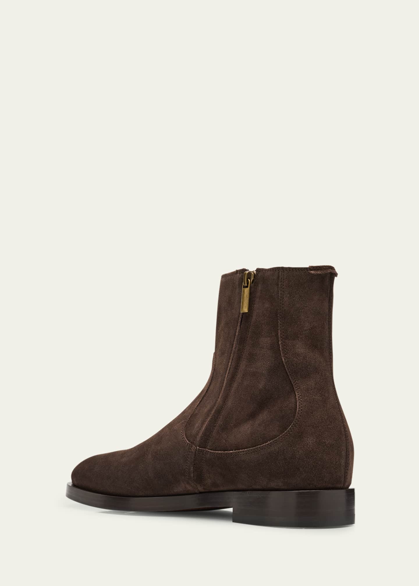 Brunello Cucinelli Men's Suede Side-Zip Ankle Boots Image 4 of 6