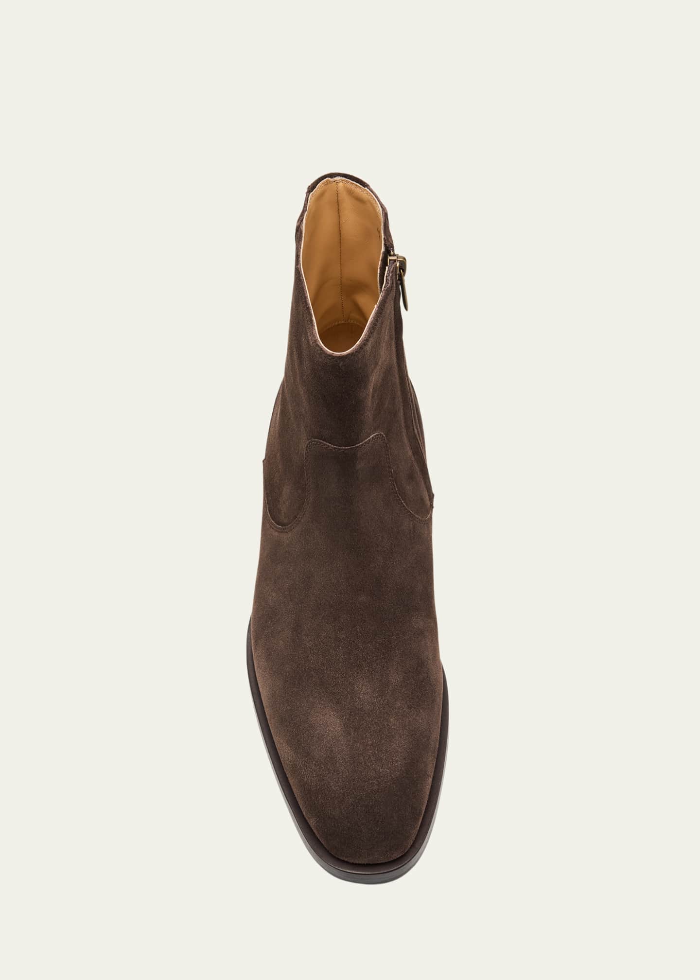 Brunello Cucinelli Men's Suede Side-Zip Ankle Boots Image 6 of 6