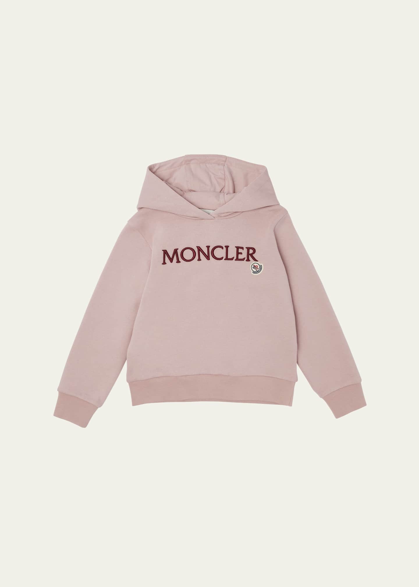 Moncler Girl's Embroidered Logo-Print Hoodie, Size 4-6 Image 1 of 3