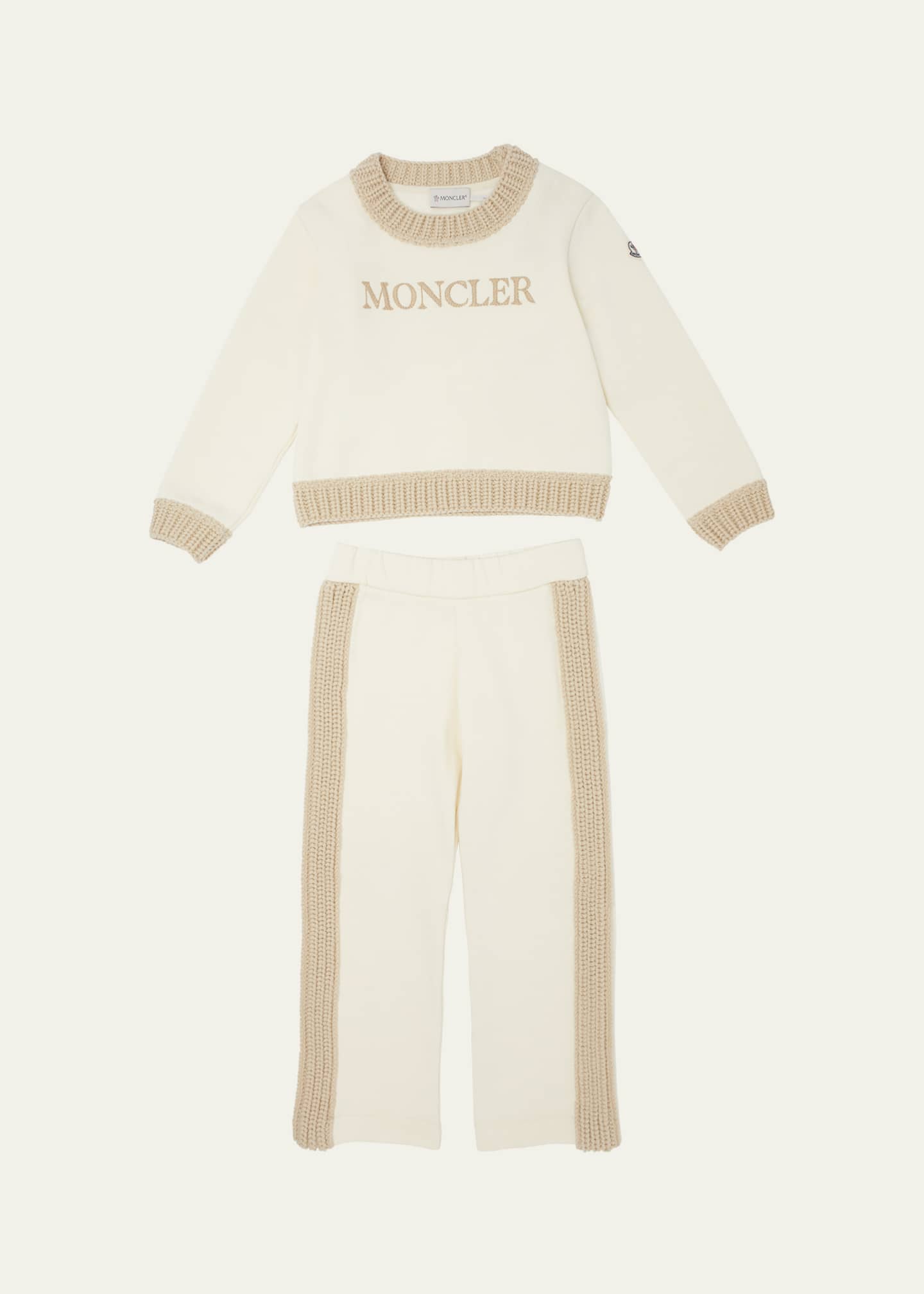 Moncler Girl's Embroidered Logo-Print Knit Trim Set, Size 4-6 Image 1 of 3